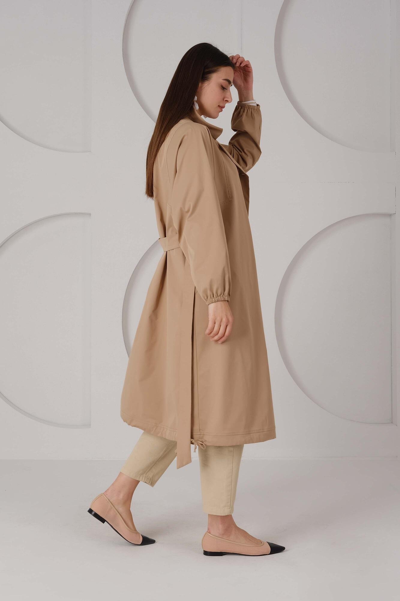 Pleated Skirt Trench Coat Camel