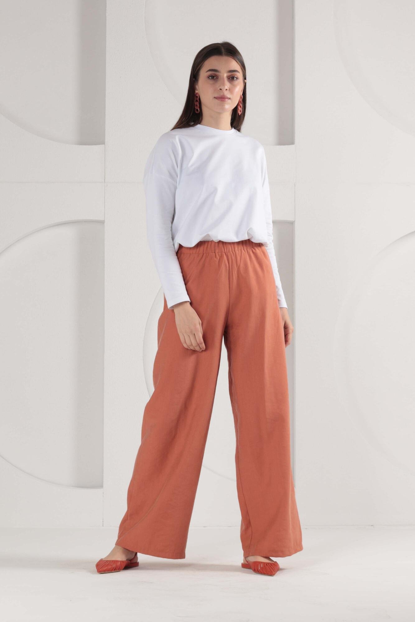 Modal Loose-Fitting Jeans Salmon