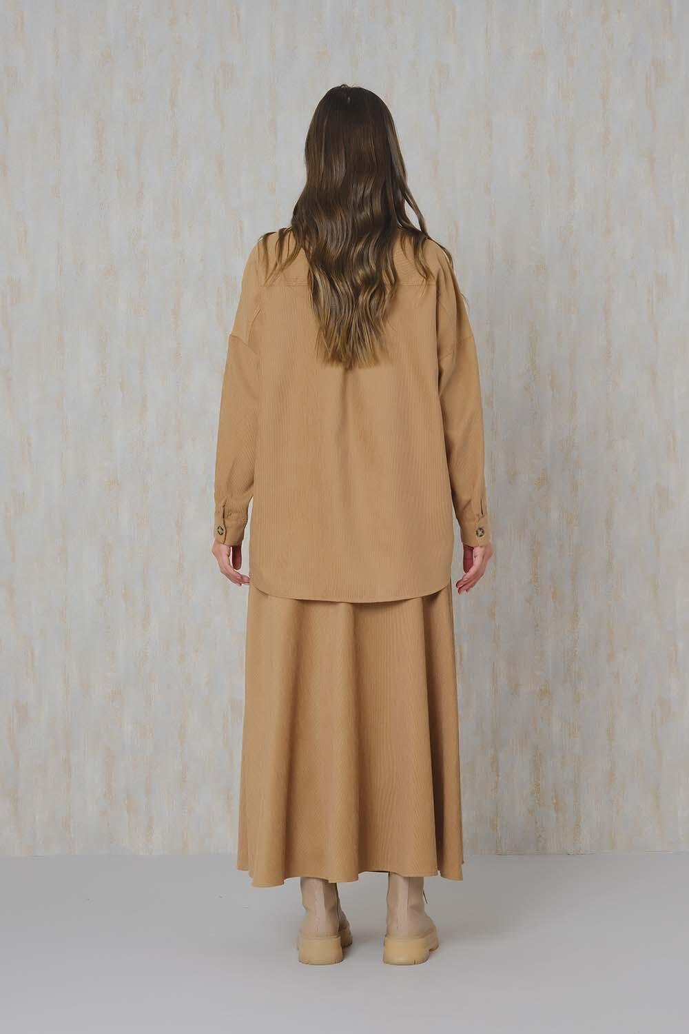 Chenille Flared Skirt Camel