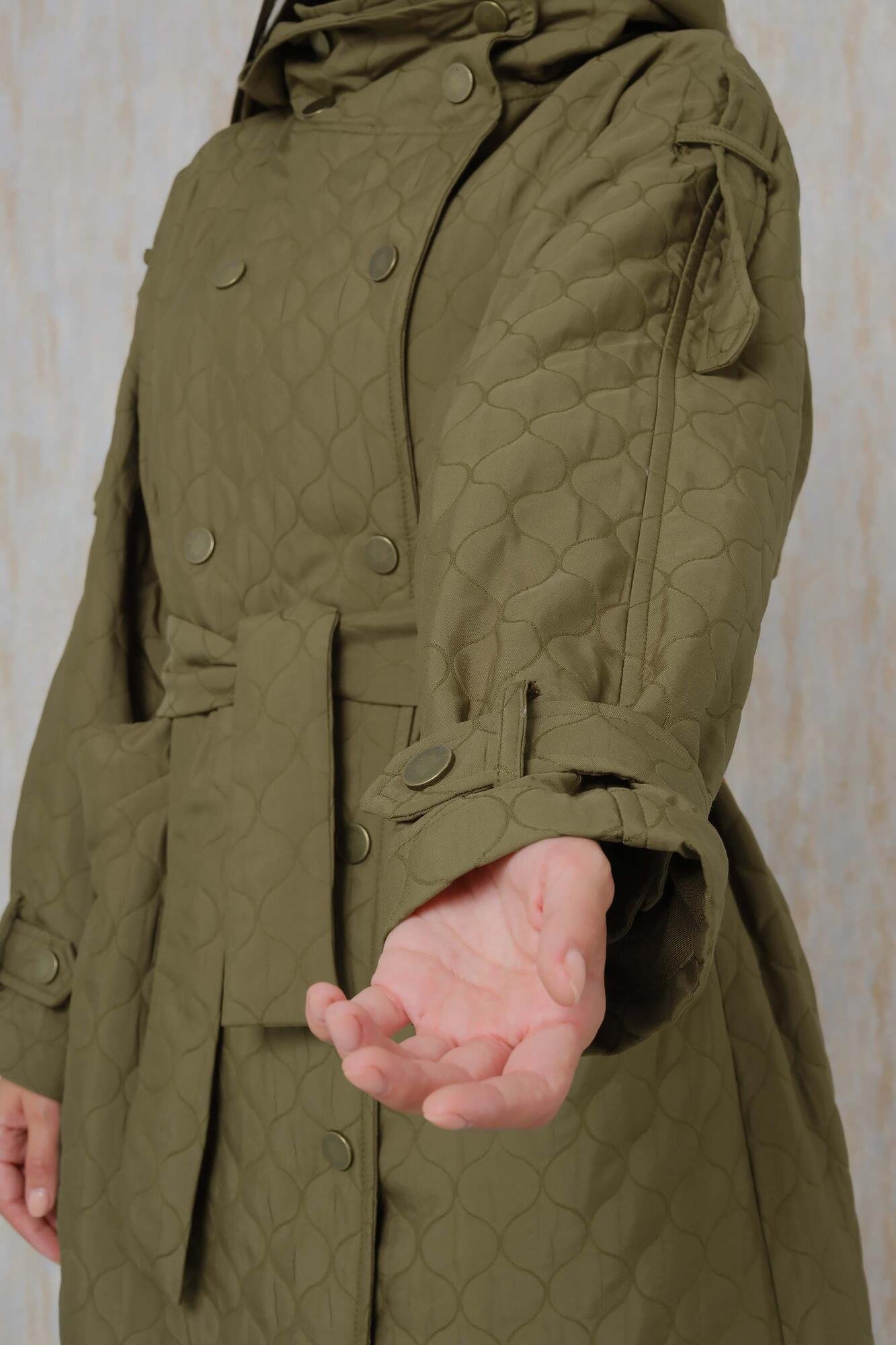 Double-Breasted Quilted Jacket Khaki