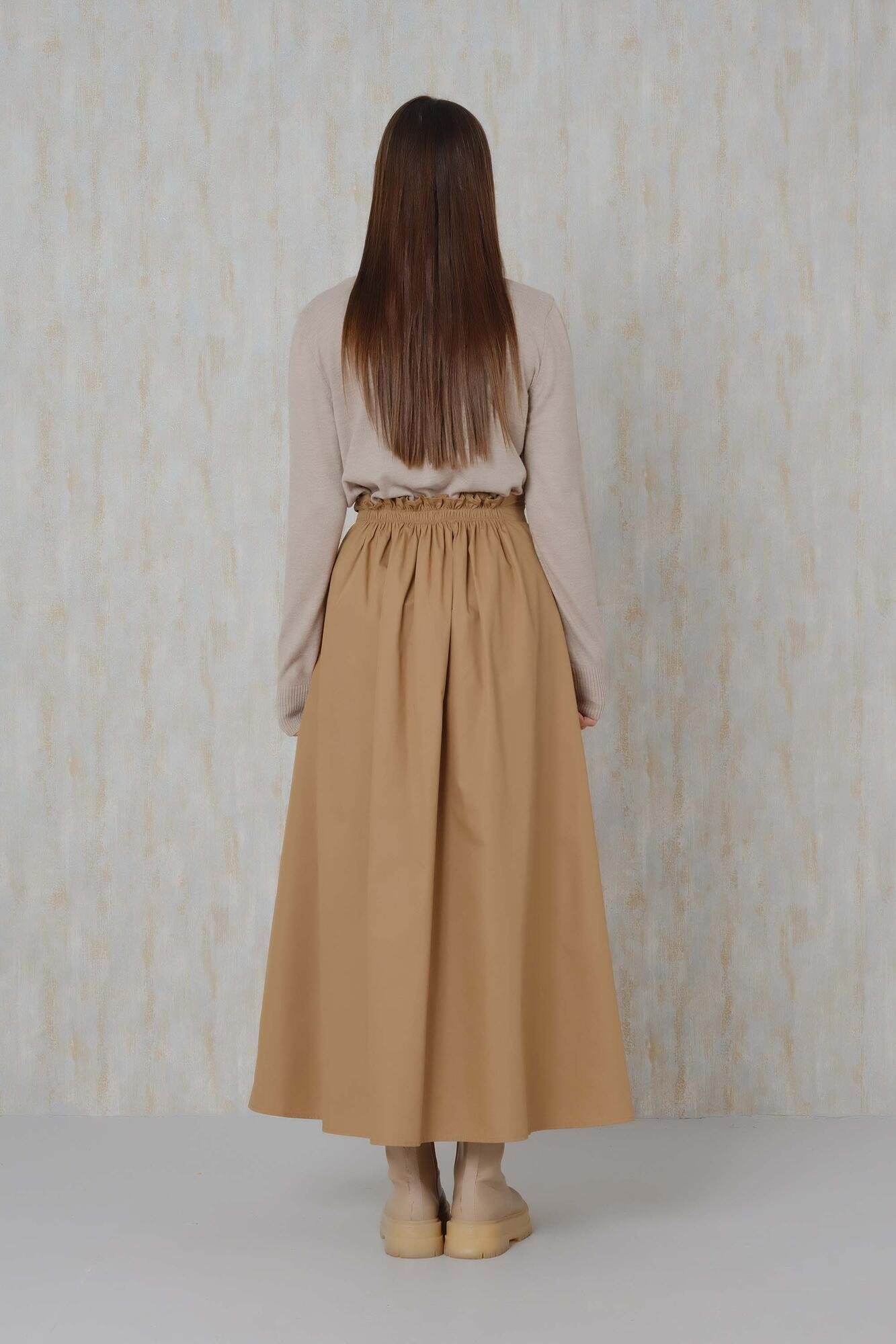 Waist-Detail Skirt Camel