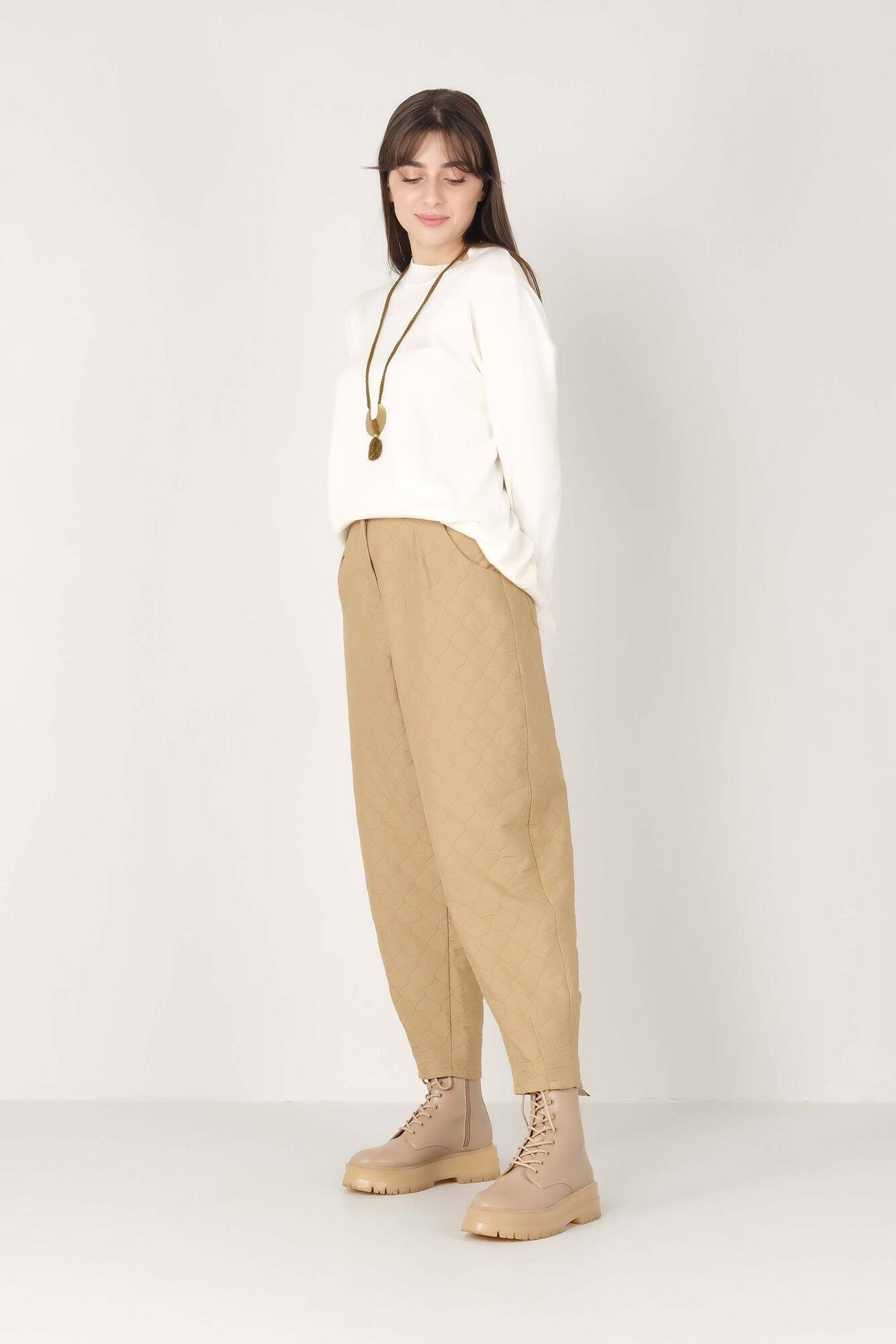 Quilted Trousers Camel 