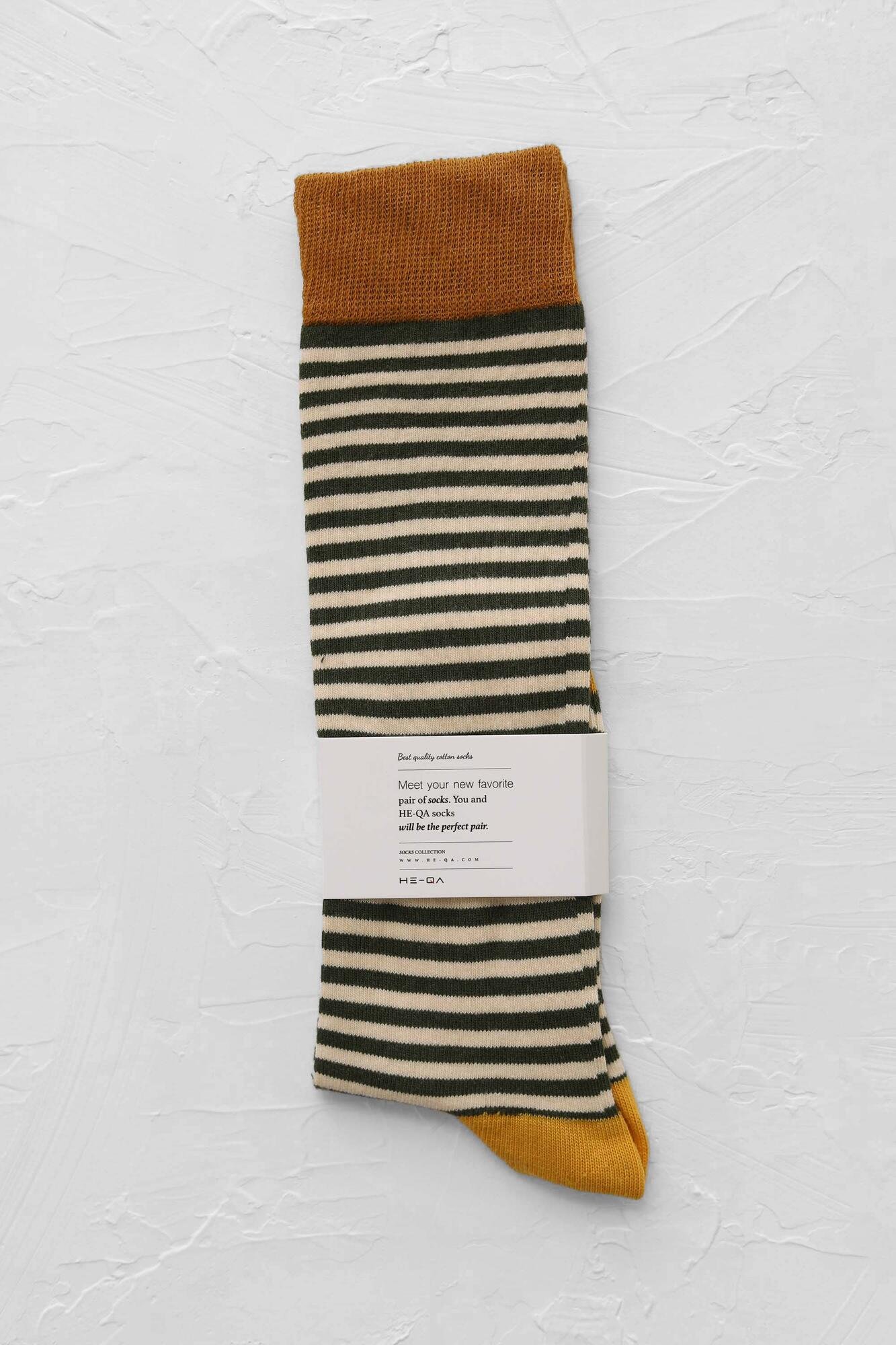 Striped Knee Sock Khaki-Parchment