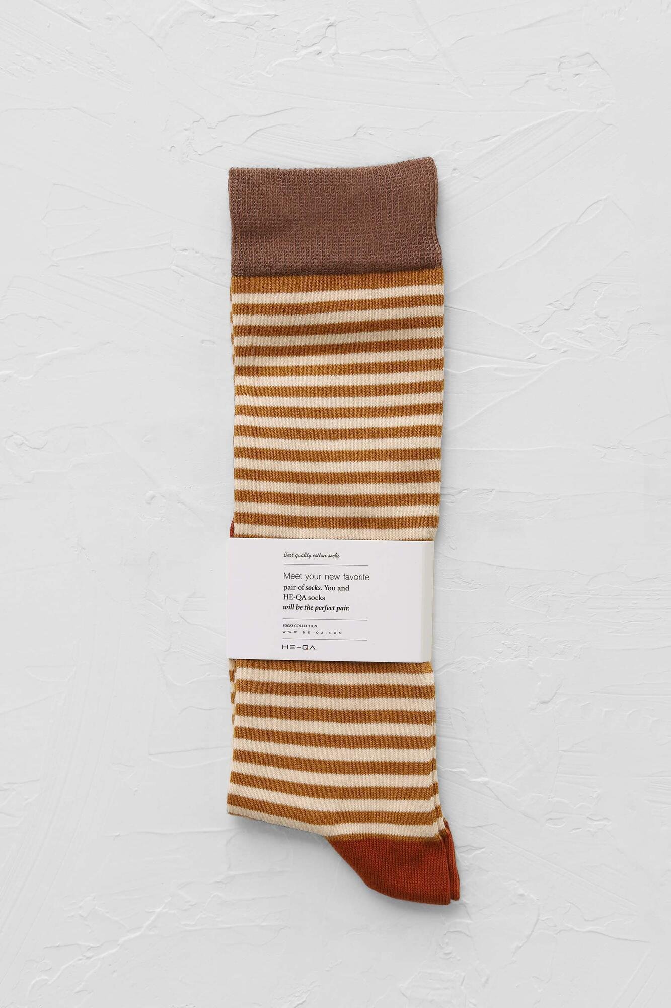 Mustard Striped Socks Below Knee-Parchment