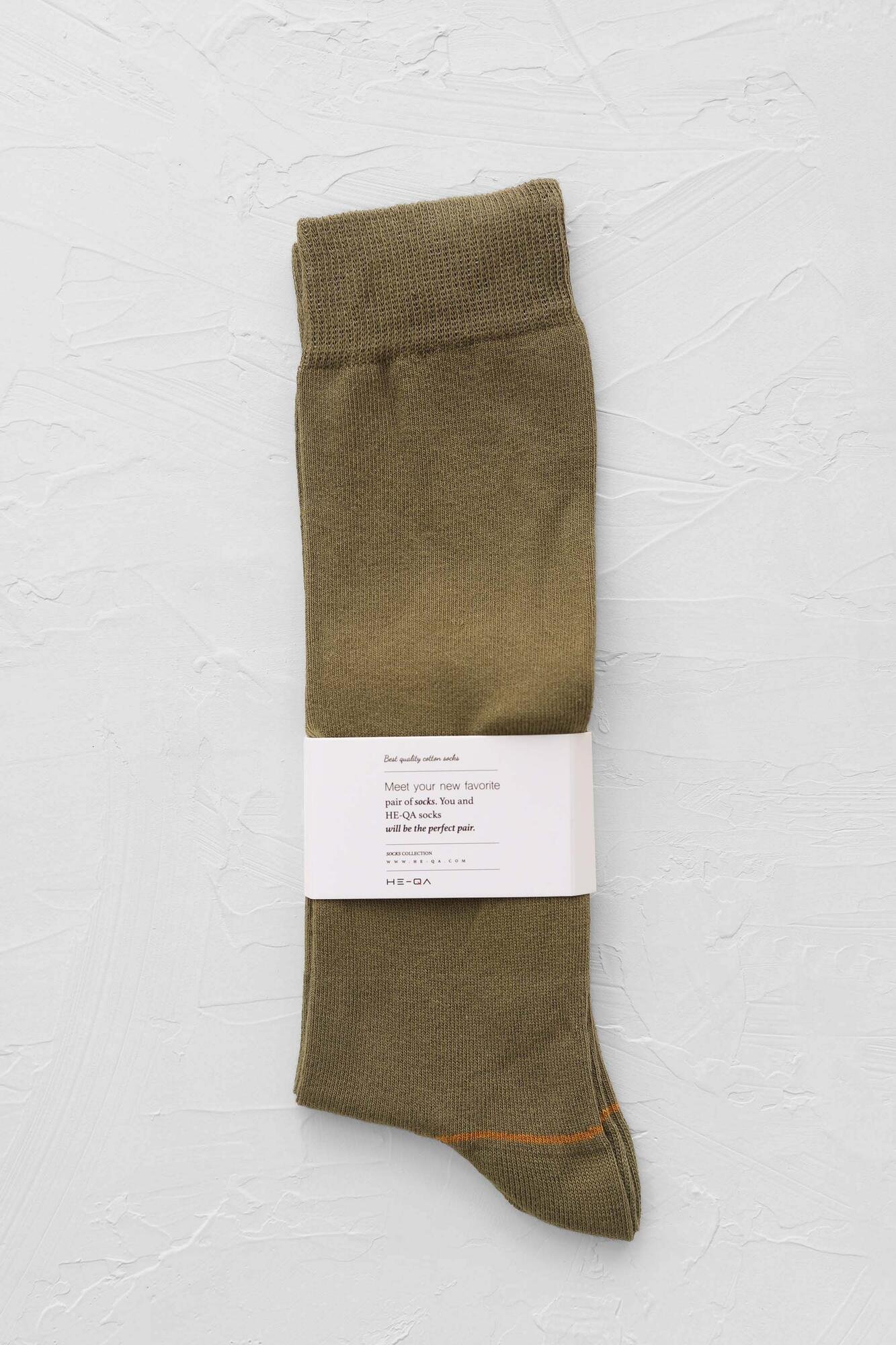 Stripped Detailed Knee Sock Olive Green 