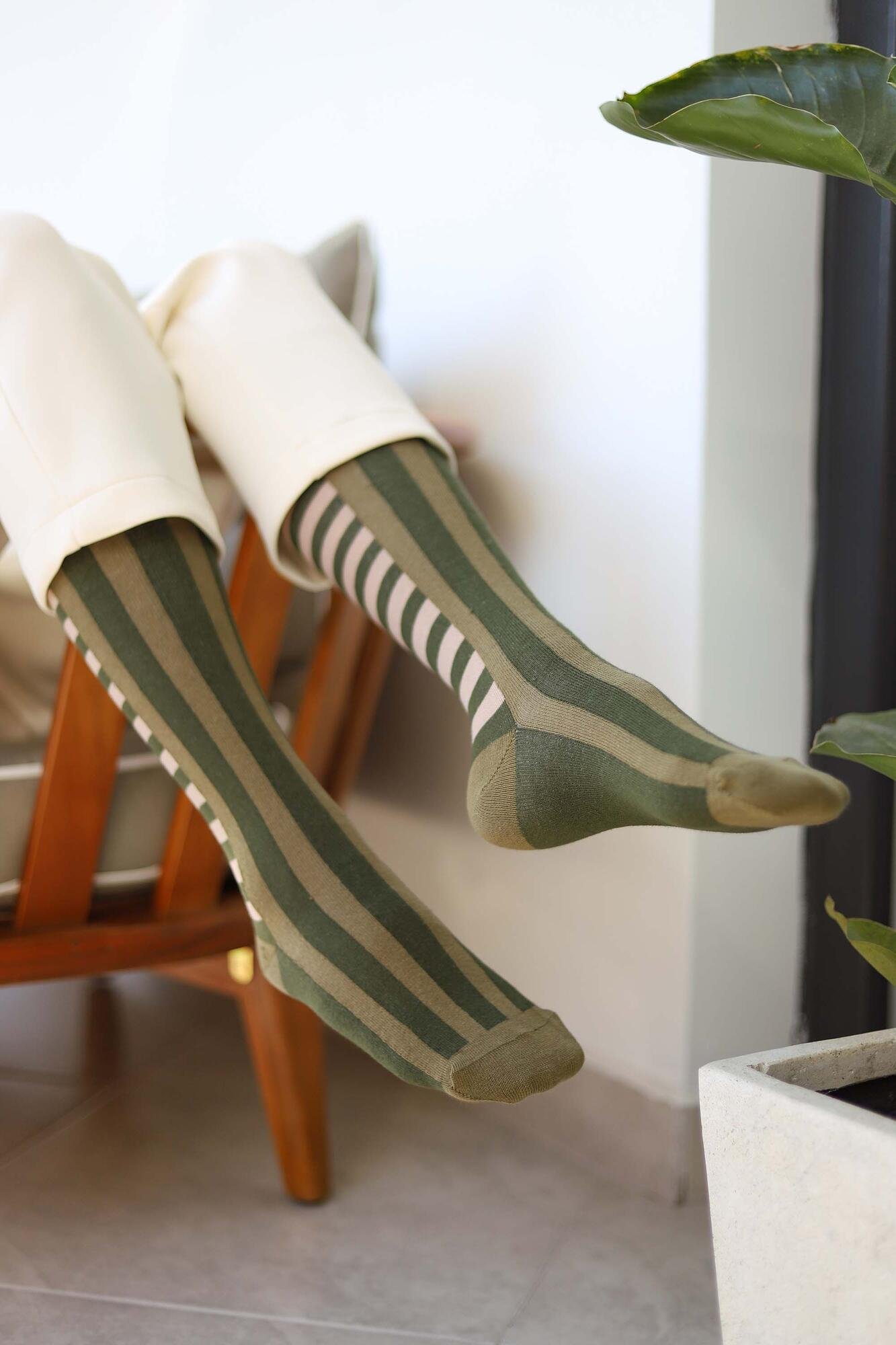 Patterned Knee Socks Soldier Green