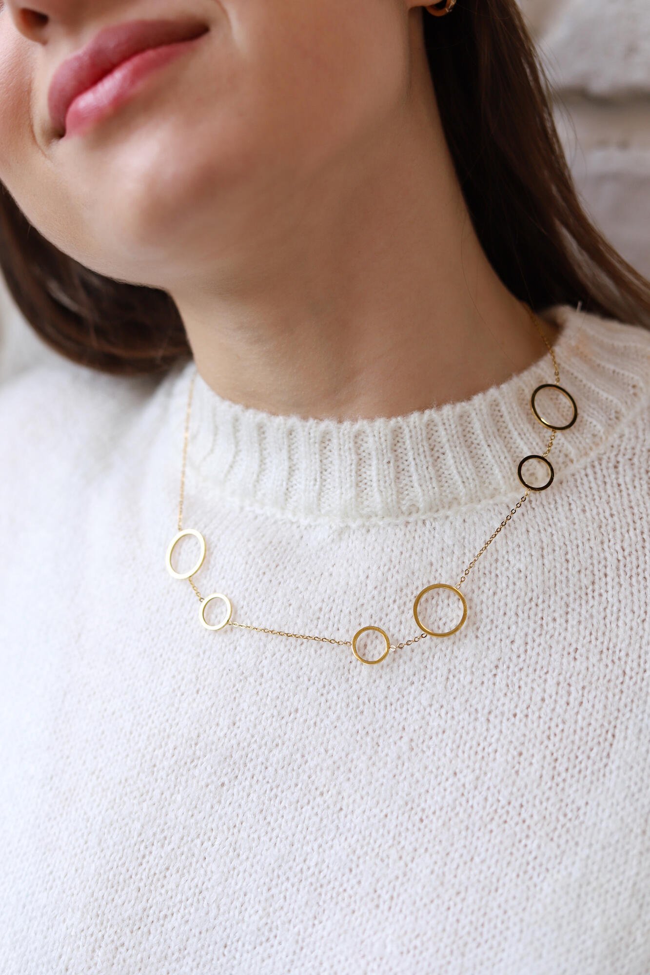 Ring Detailed Gold Necklace
