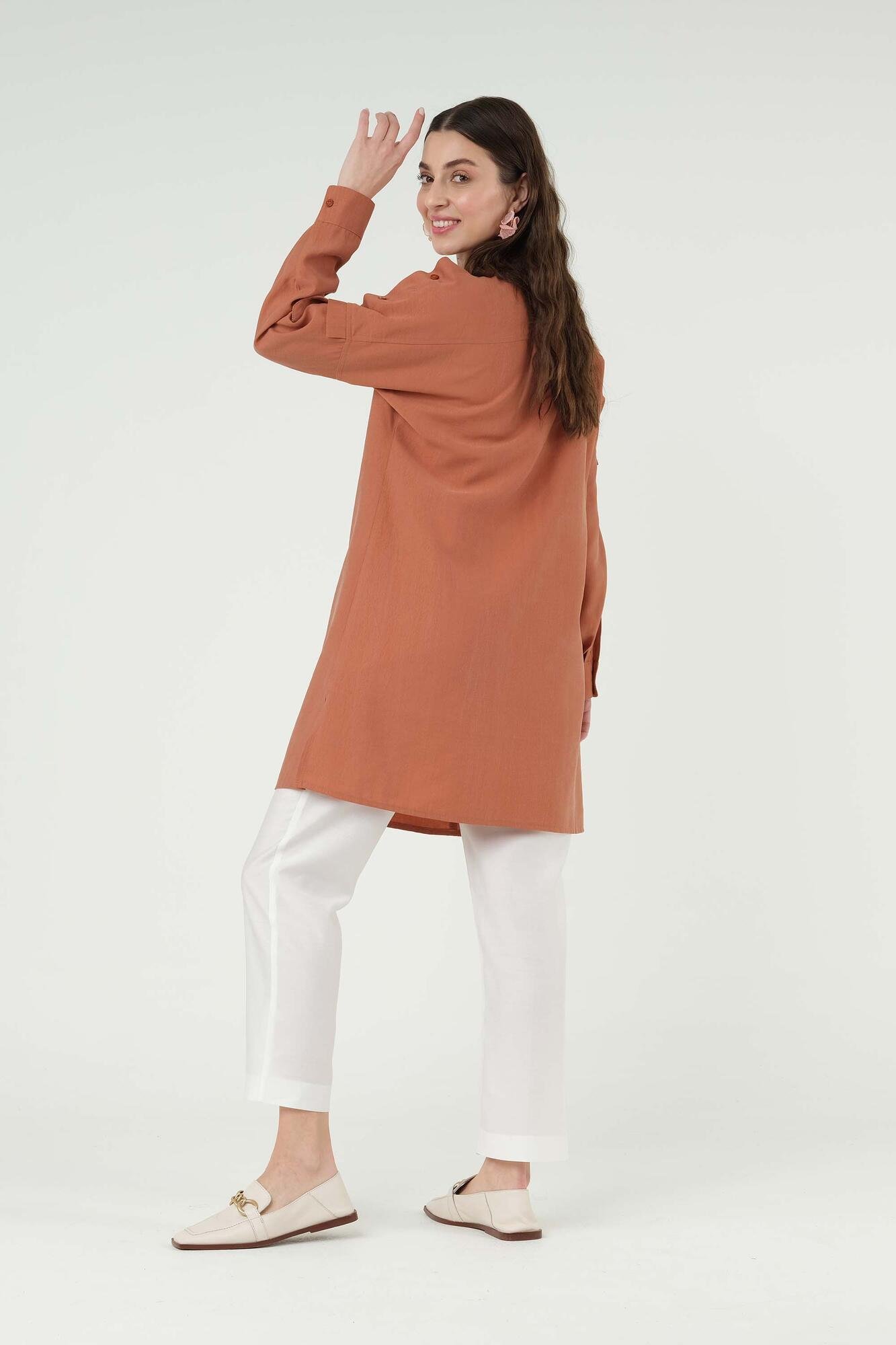 Buttoned Shoulder Tunic Salmon 