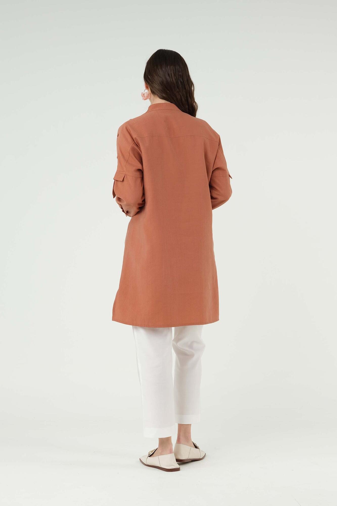 Buttoned Shoulder Tunic Salmon 