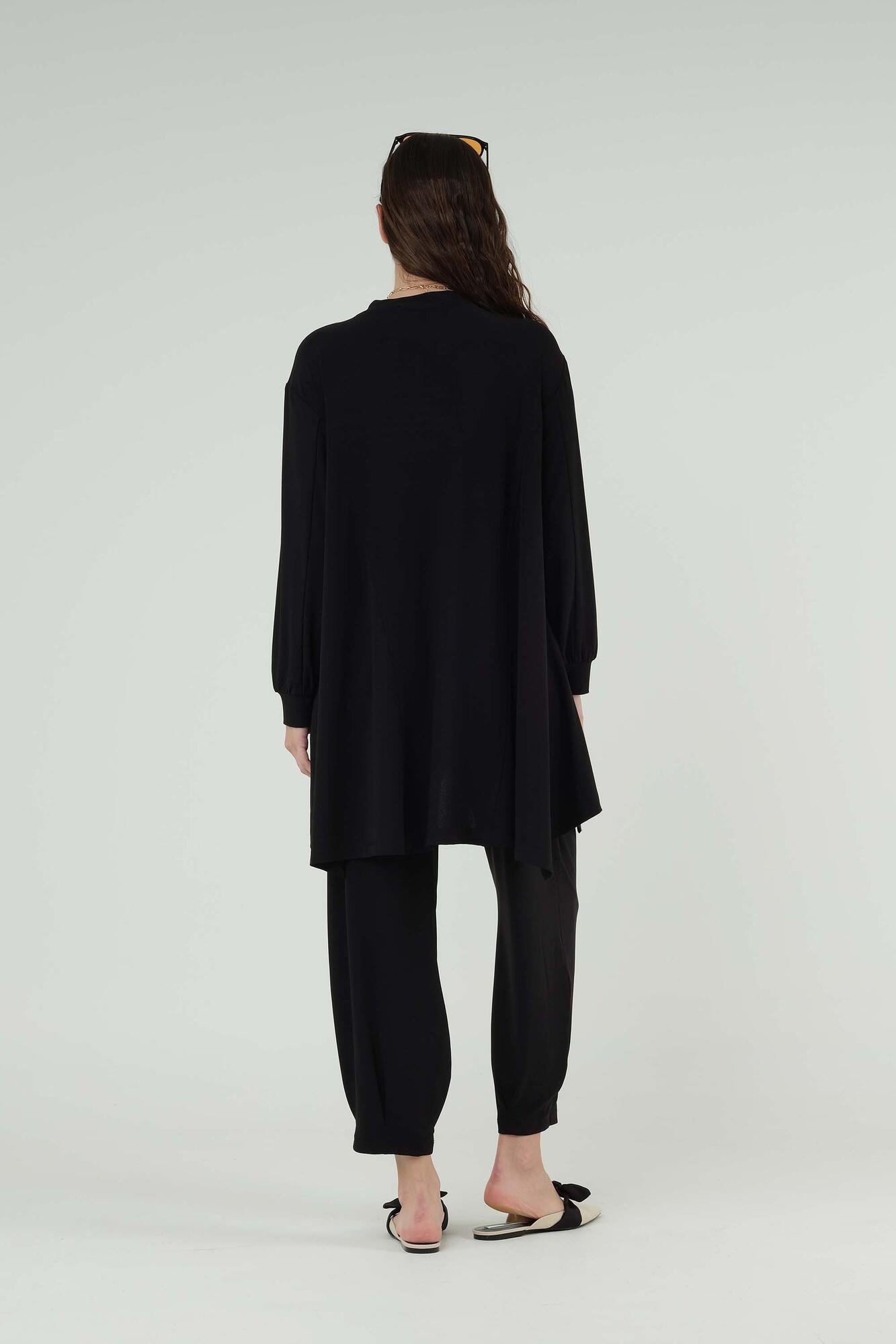 Asymmetric Woven Tunic Black 