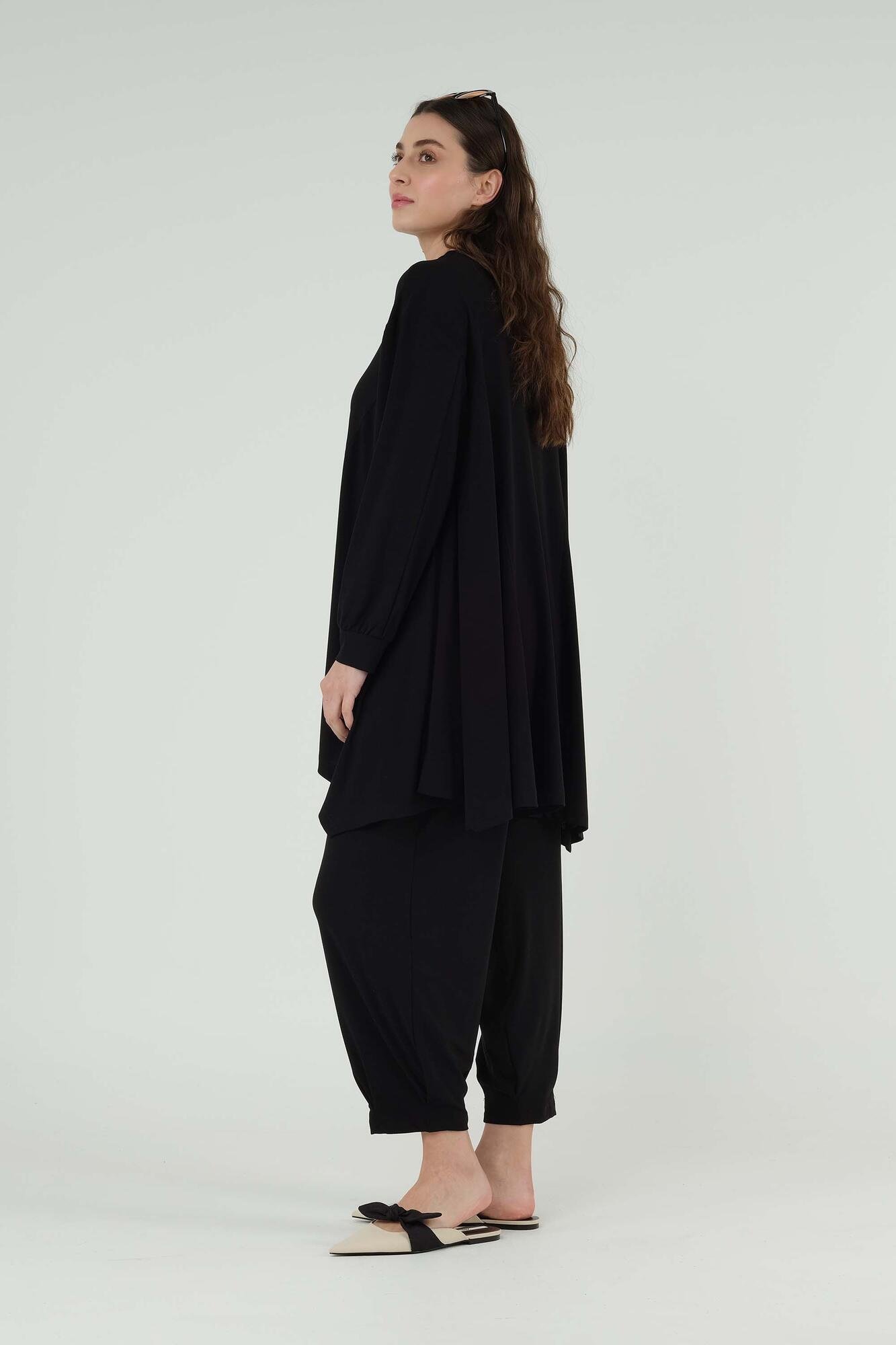 Asymmetric Woven Tunic Black 
