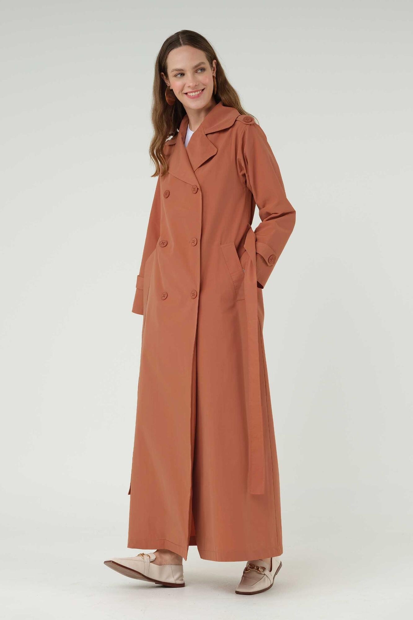 Double Breasted Trench Coat Salmon 