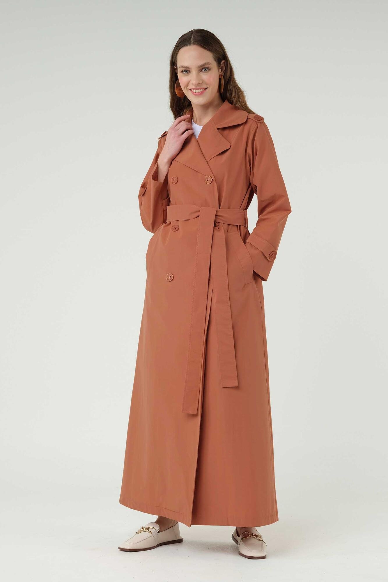 Double Breasted Trench Coat Salmon 