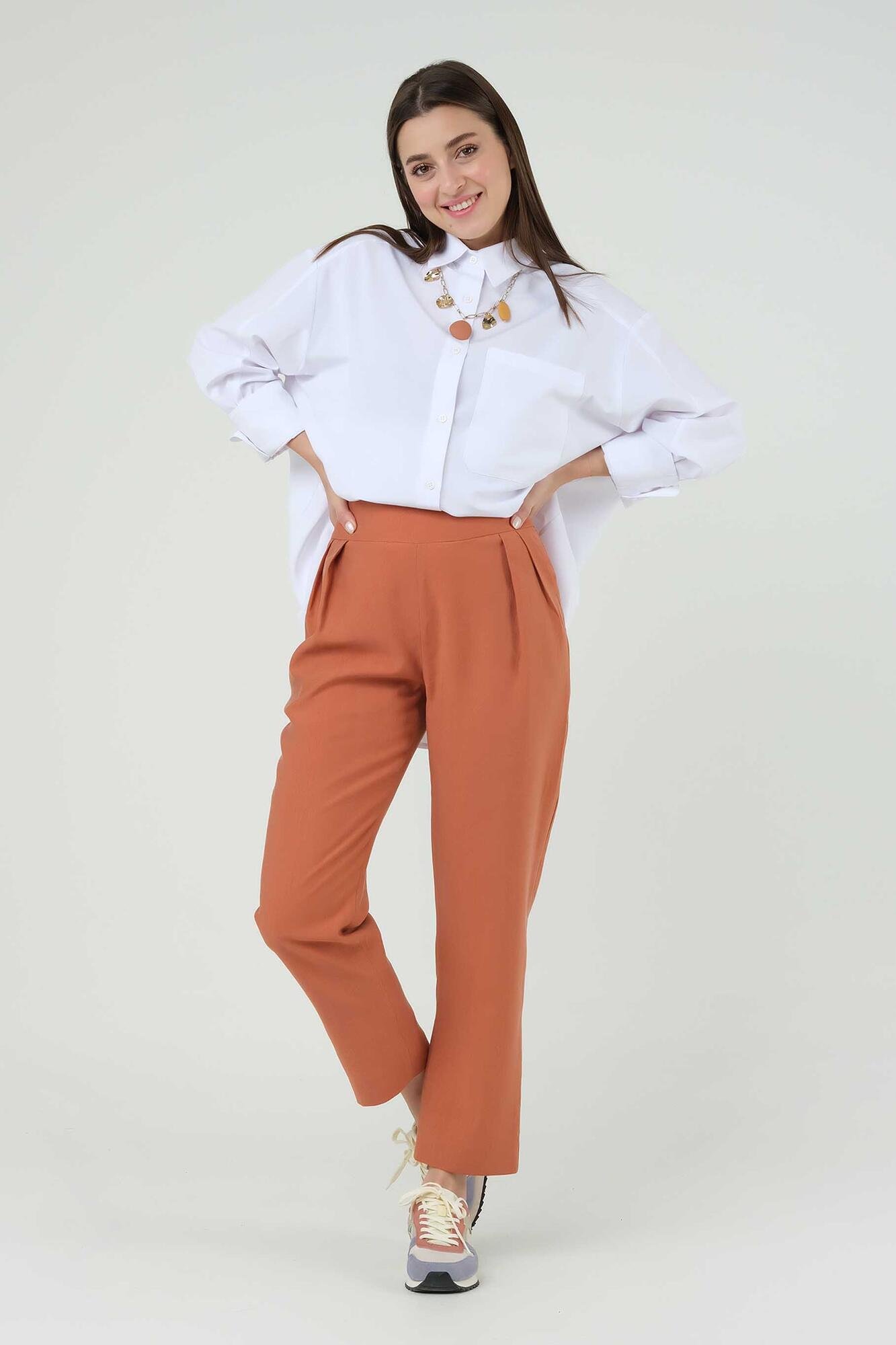 Front Pleated Trousers Salmon 