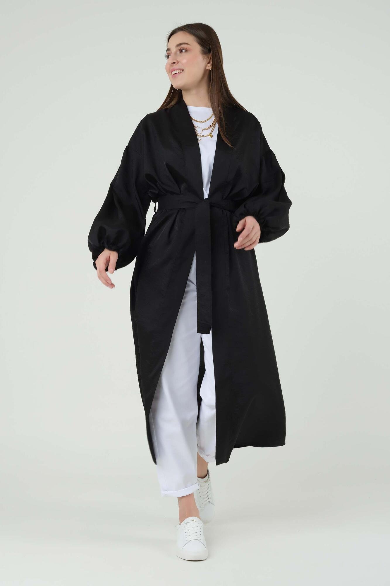 Işıltılı Kimono Siyah