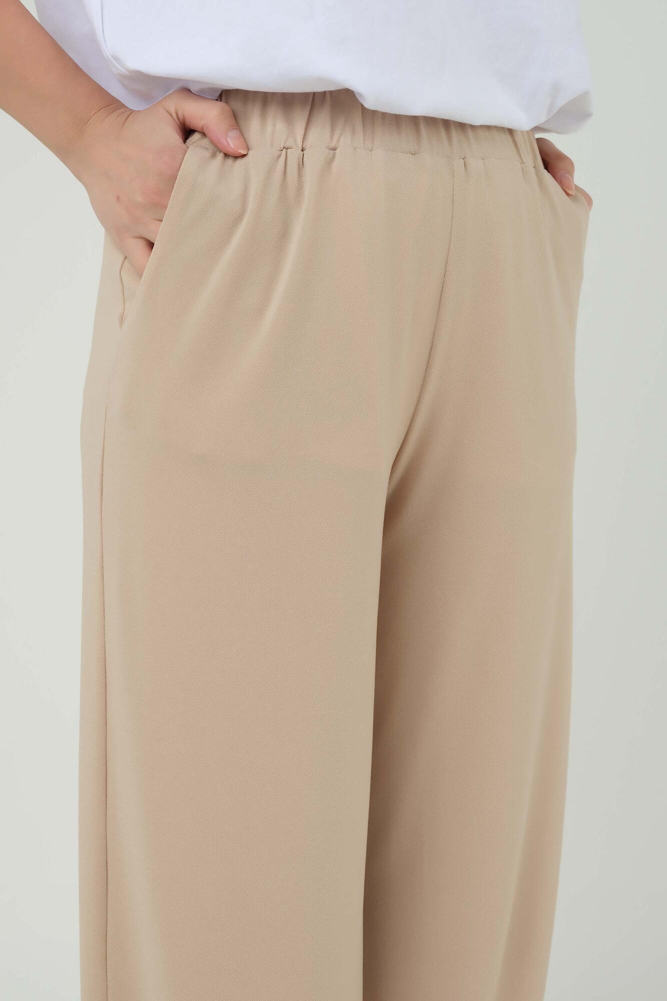 Pleat Detailed Woven Trousers Sand Beige