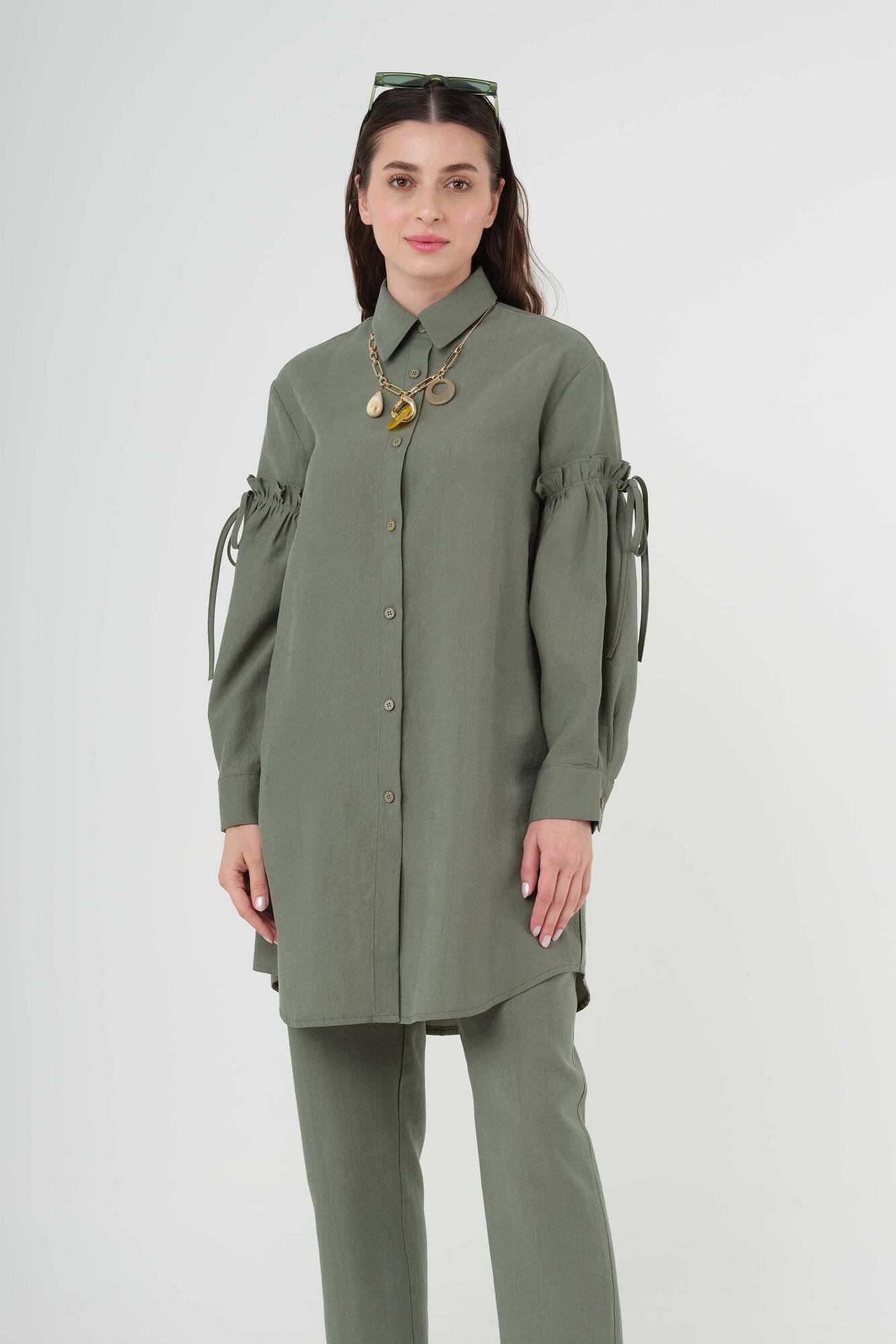 Strapped Arms Tunic Almond Green 