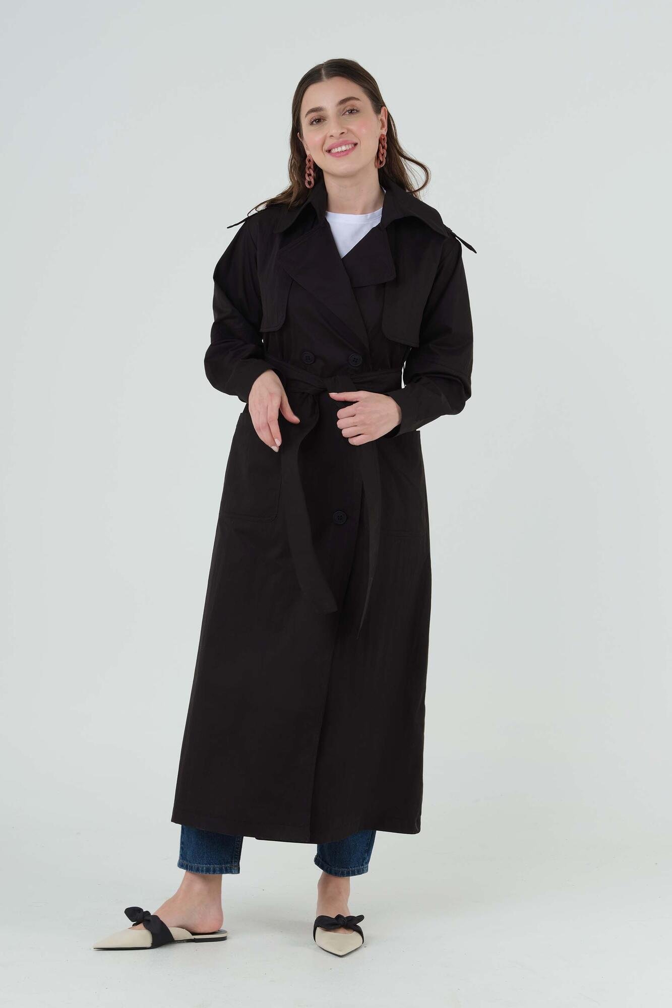 Full length trench coat black