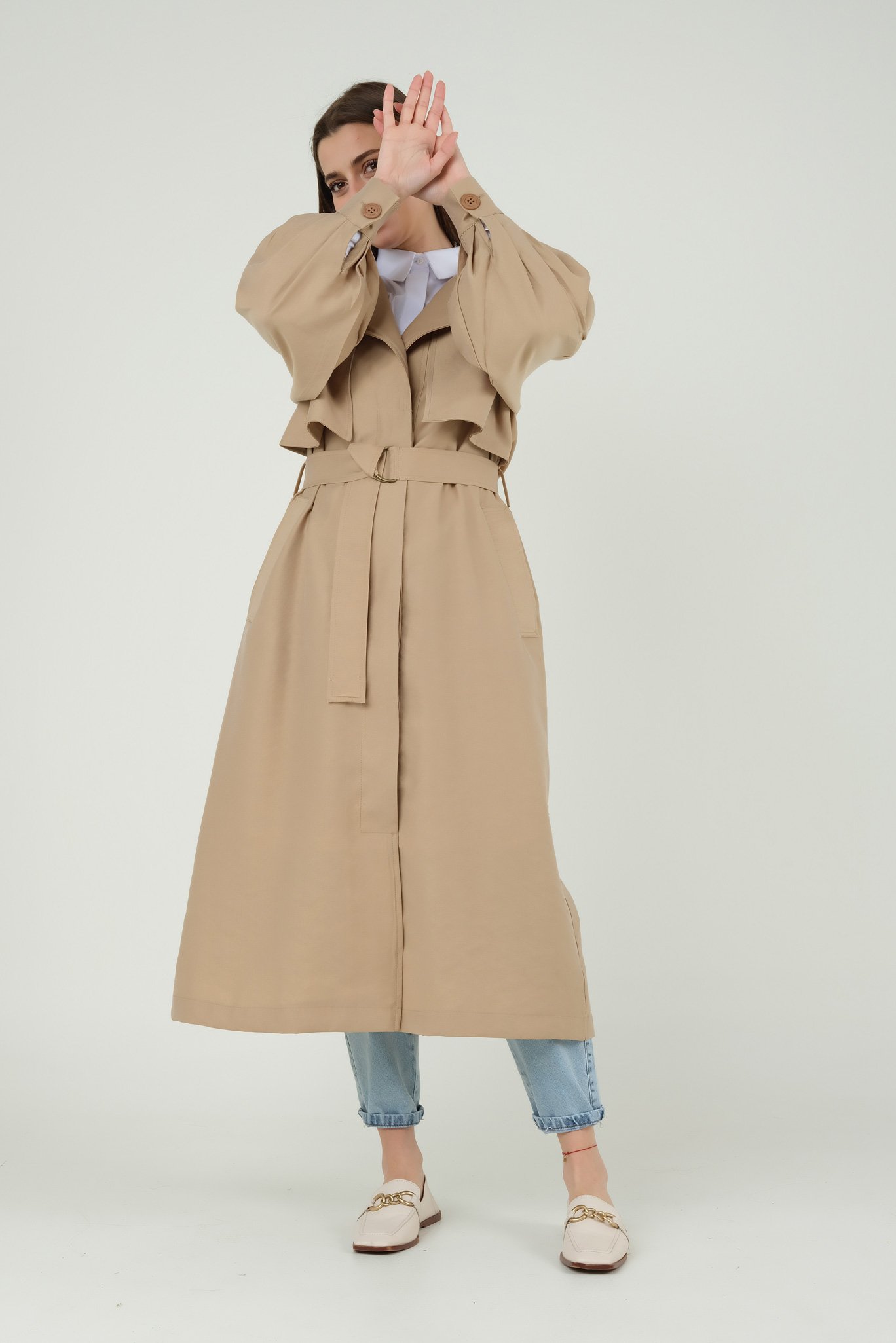 Thick Placket Trenchcoat Light Camel