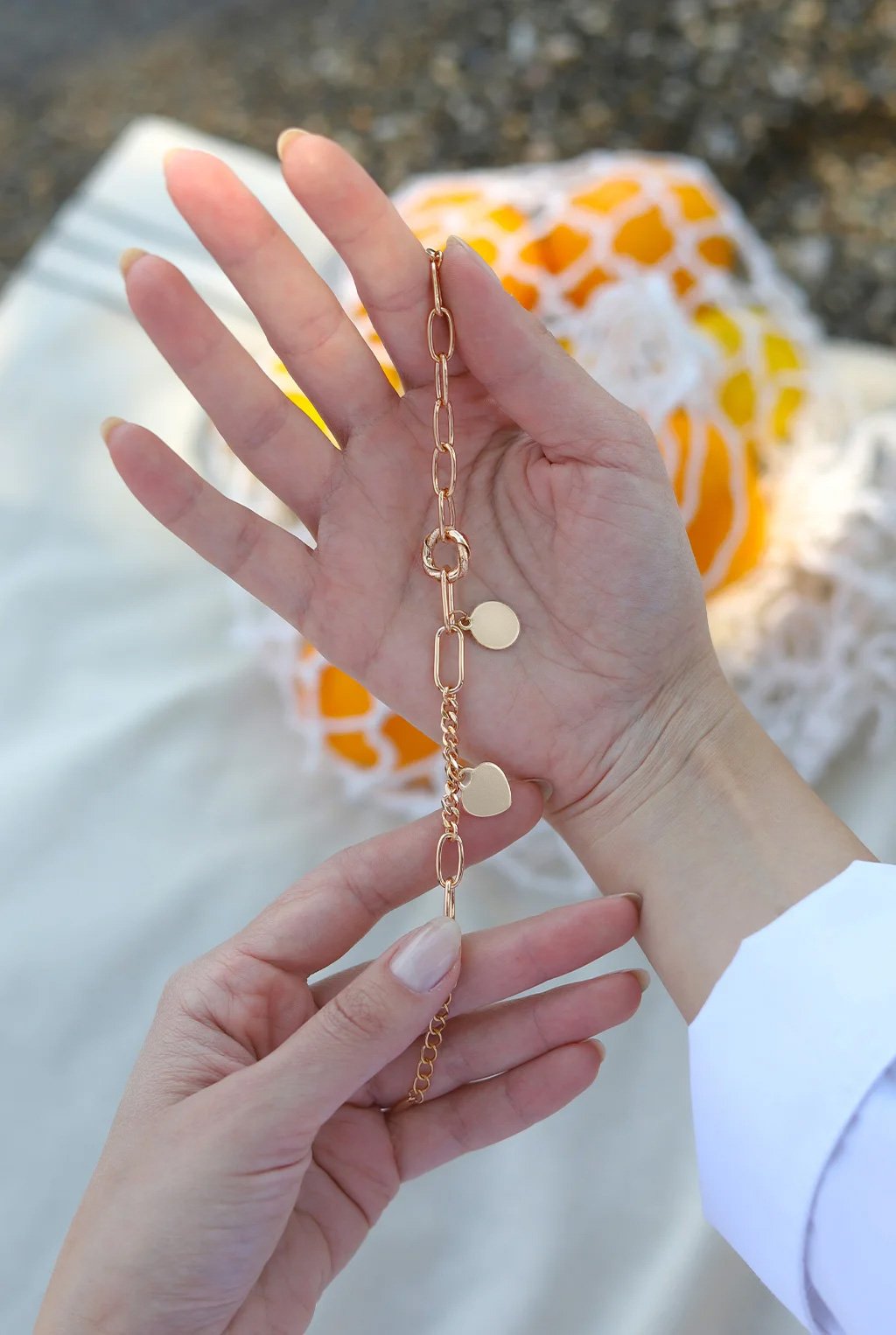 Chain Detailed Gold Bracelet 