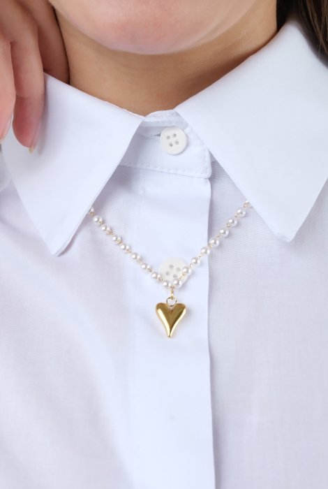 Heart Figured Pearl Chained Gold Necklace