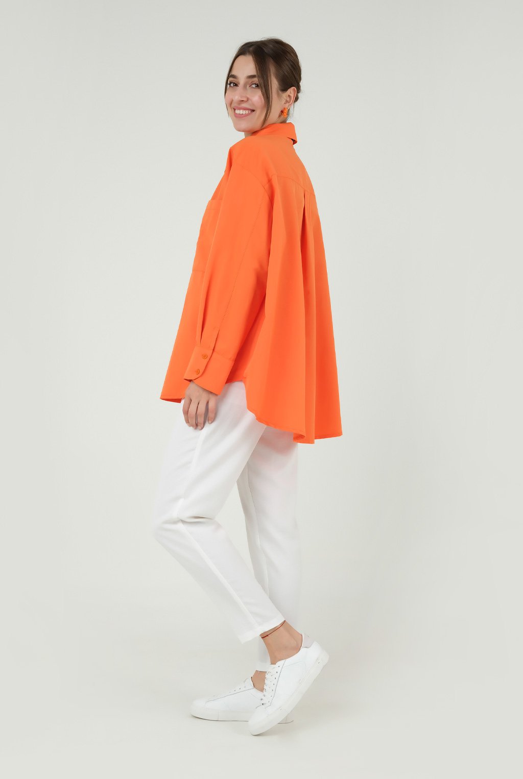 Elastic Carrot Fit Trousers White