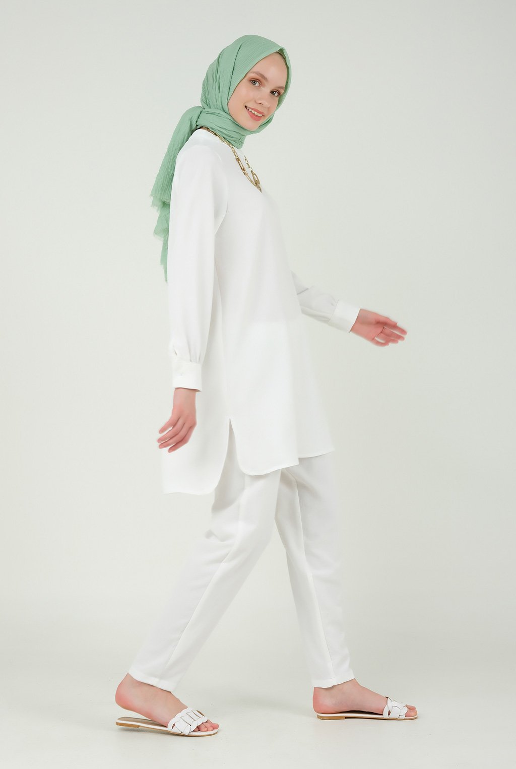 Slitted Side Tunic White