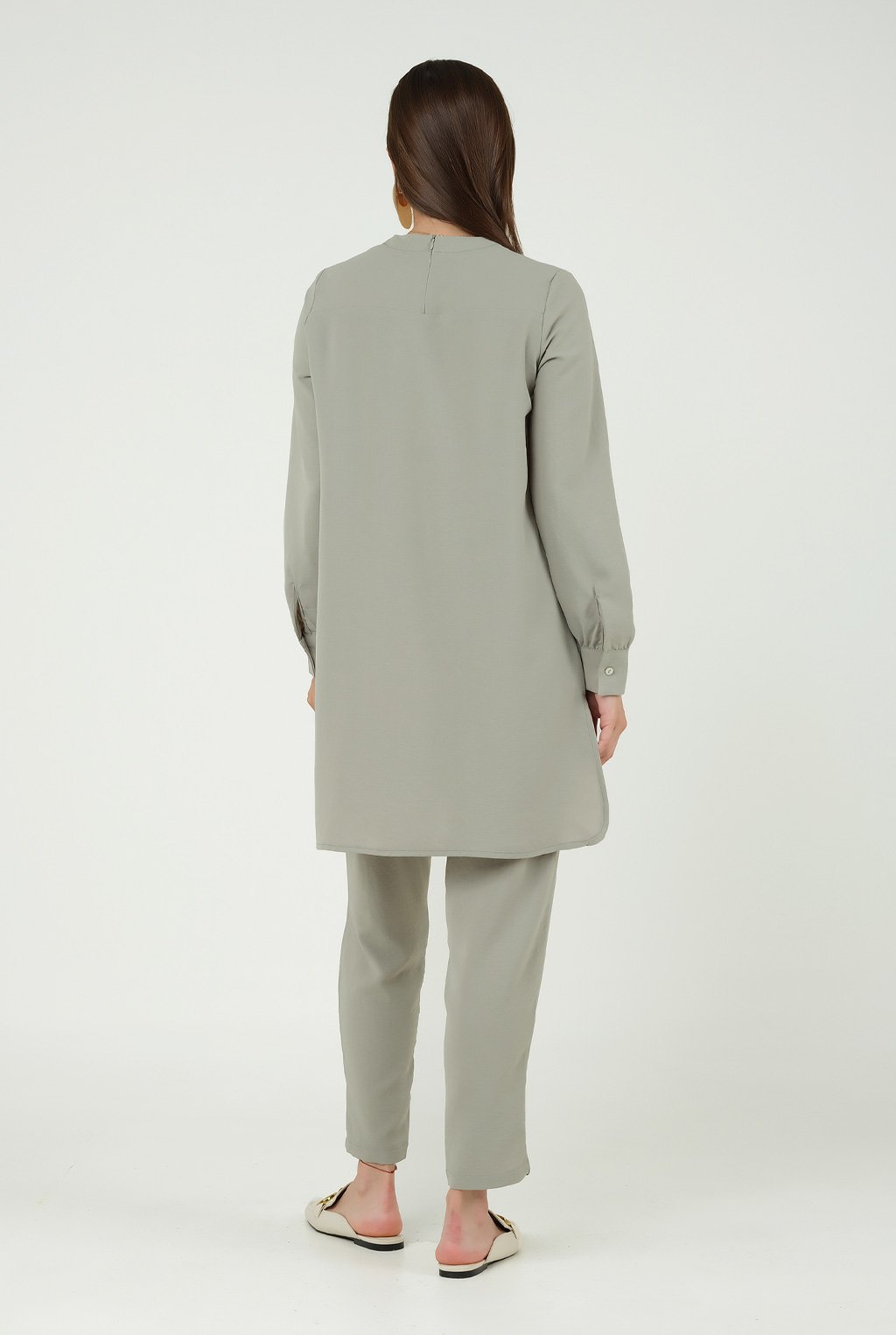 Slitted Side Tunic Almond Green 
