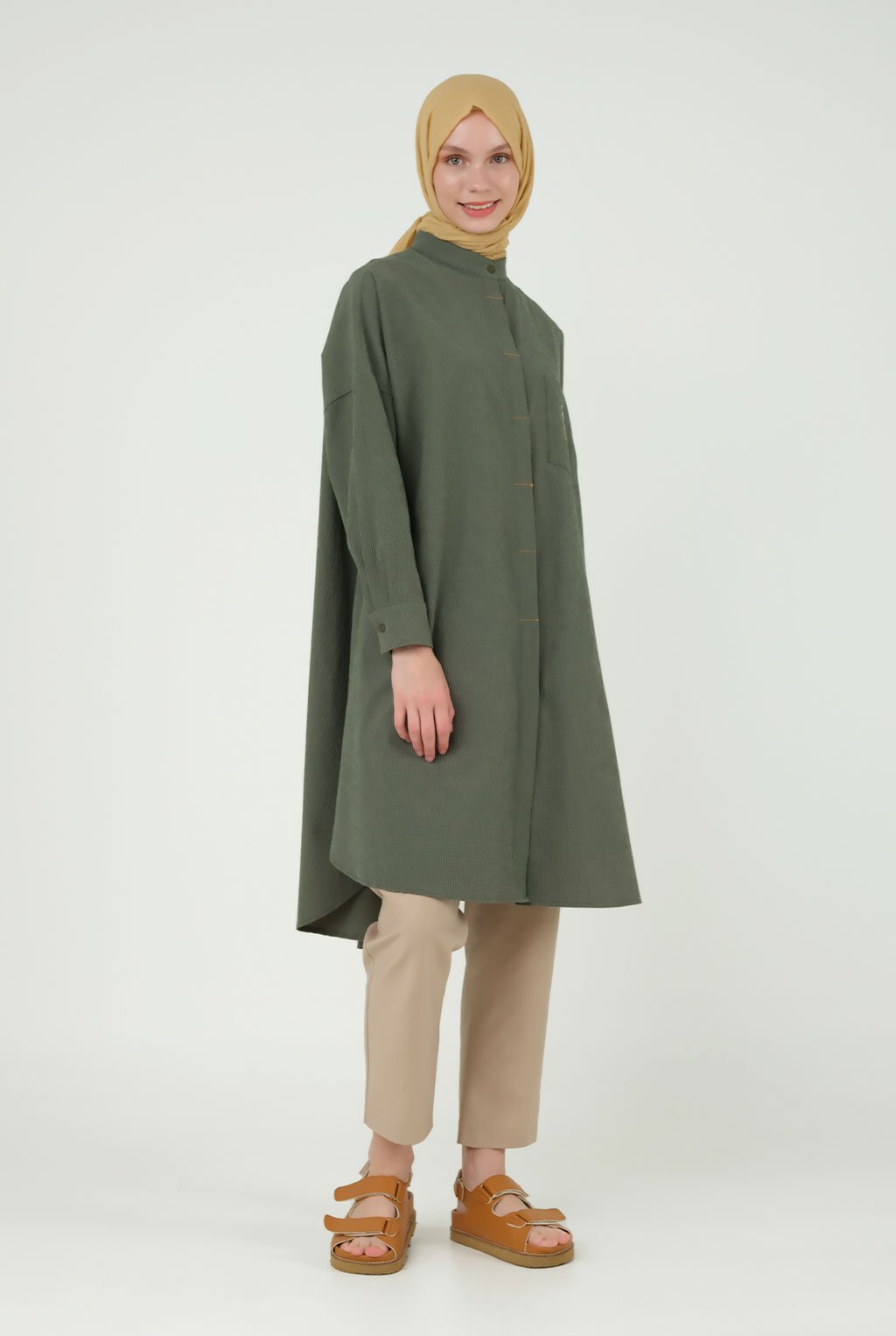 Broidery Detailed Long Tunic Green 