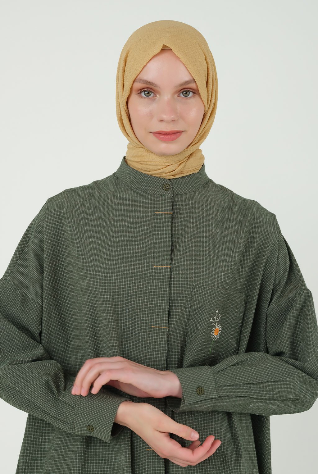 Broidery Detailed Long Tunic Green 