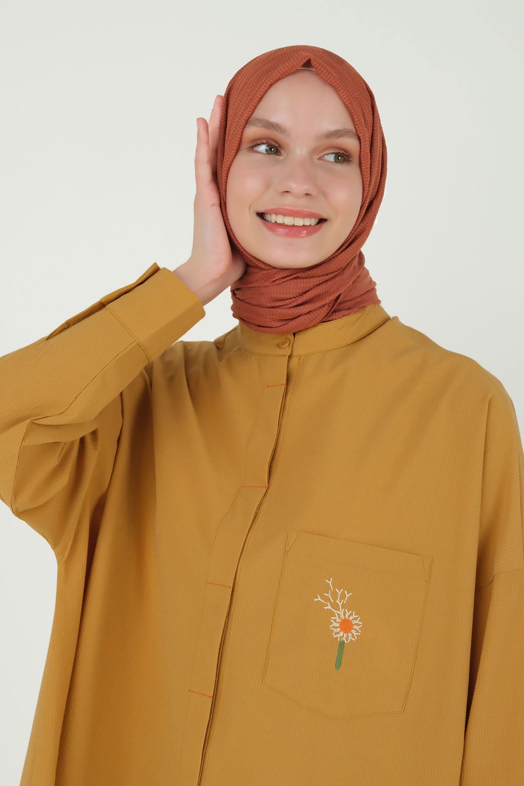 Broidery Detailed Long Tunic Yellow 