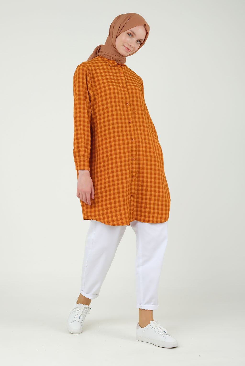 Checkered Basic Shirt Orange 