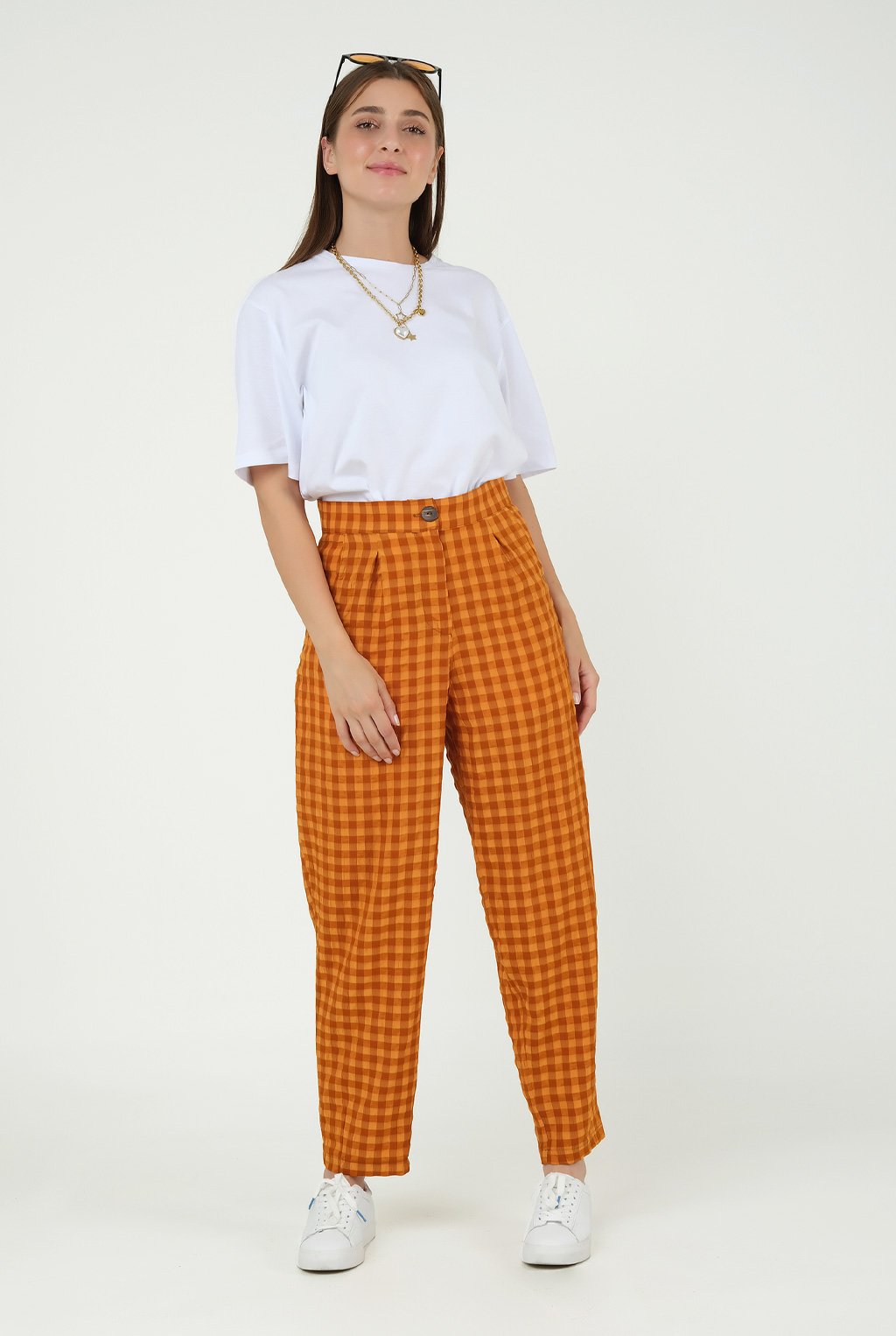 Checkered Trousers Orange 