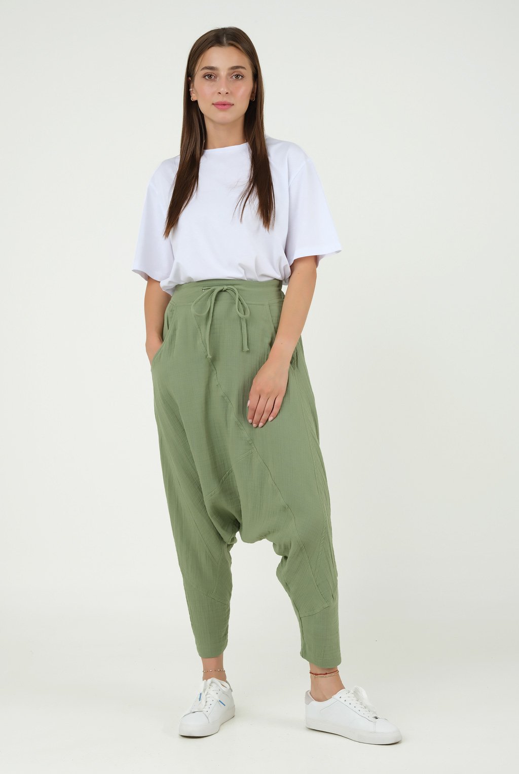 Muslin Harem Trousers Green 