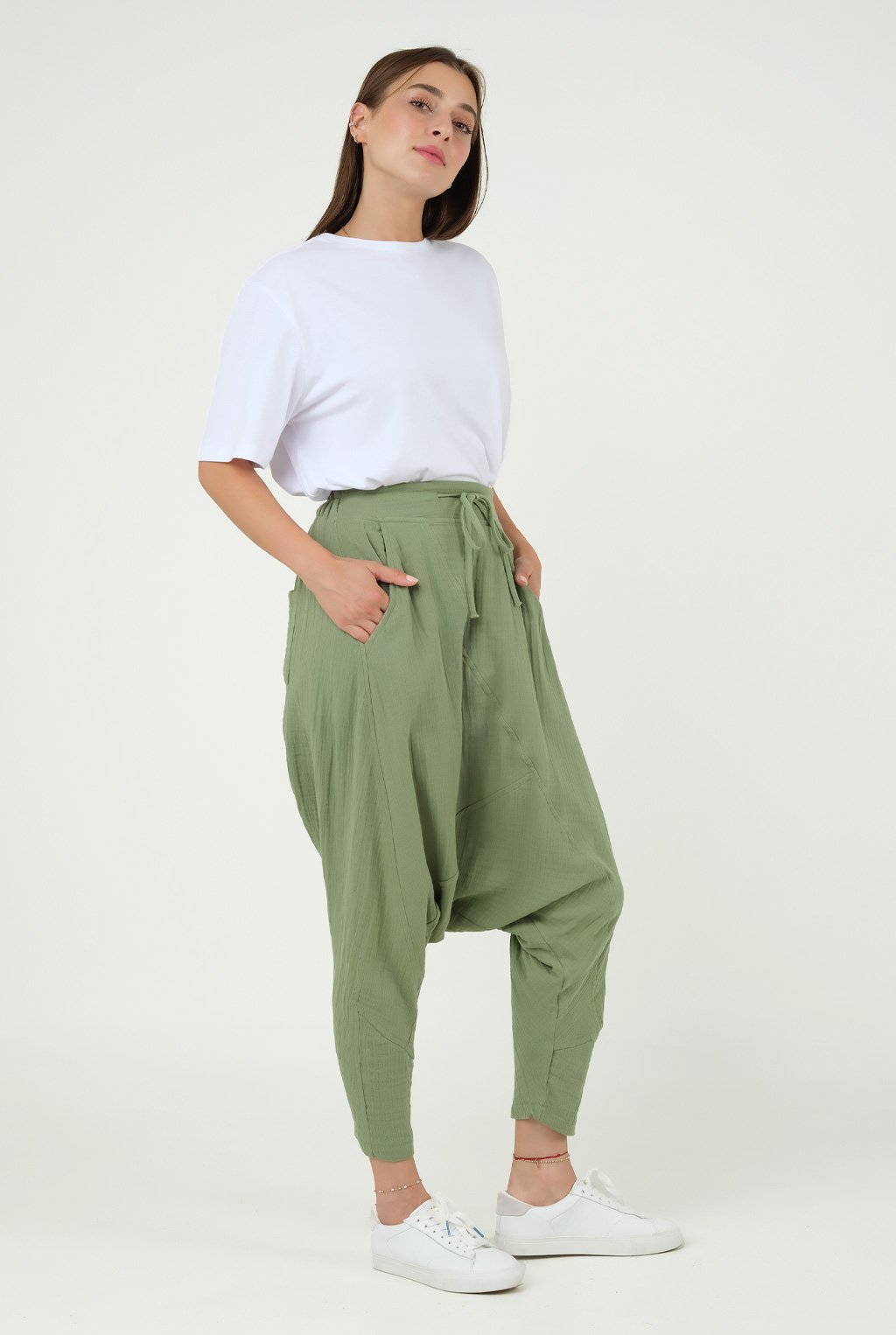 Muslin Harem Trousers Green 