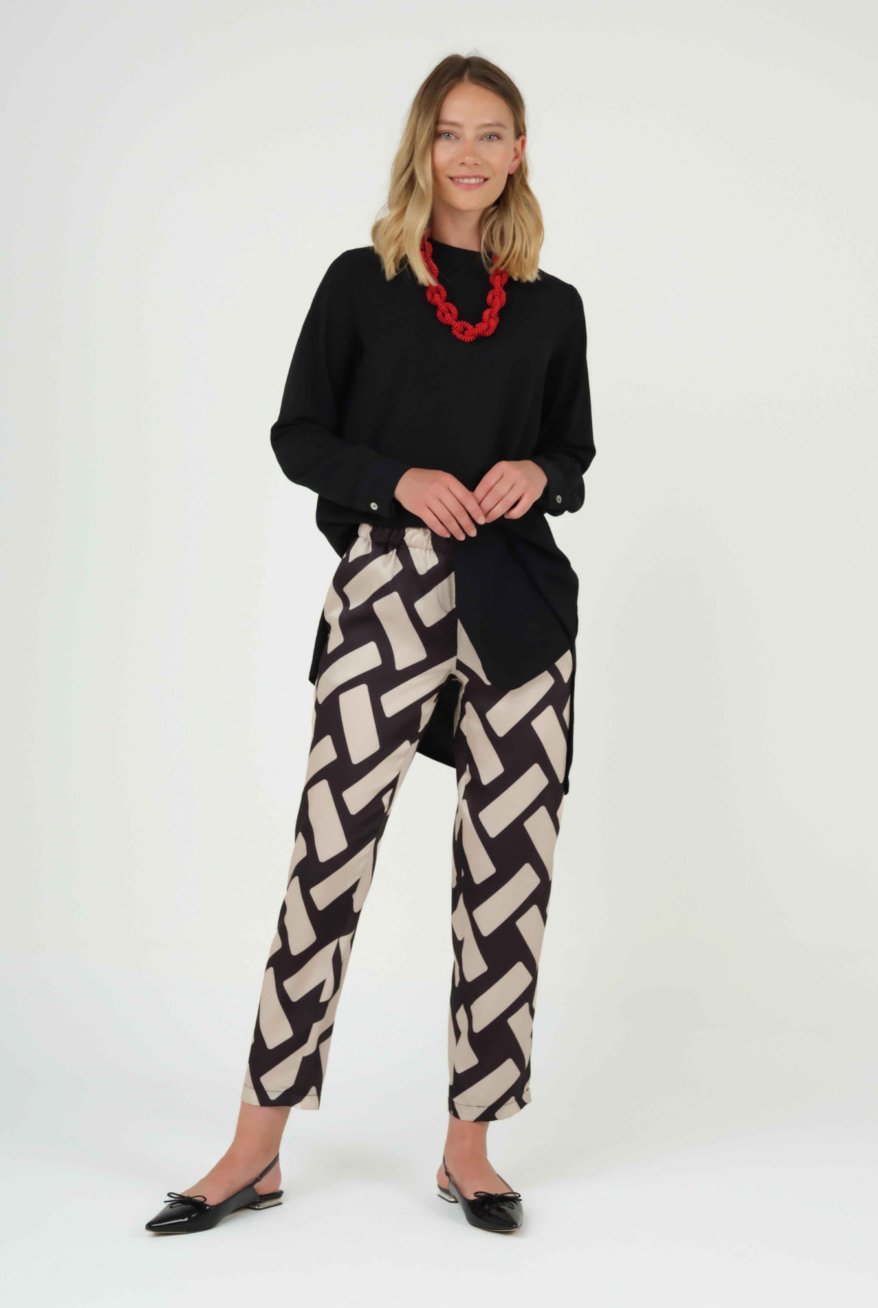 Rectangle Patterned Trousers Black 
