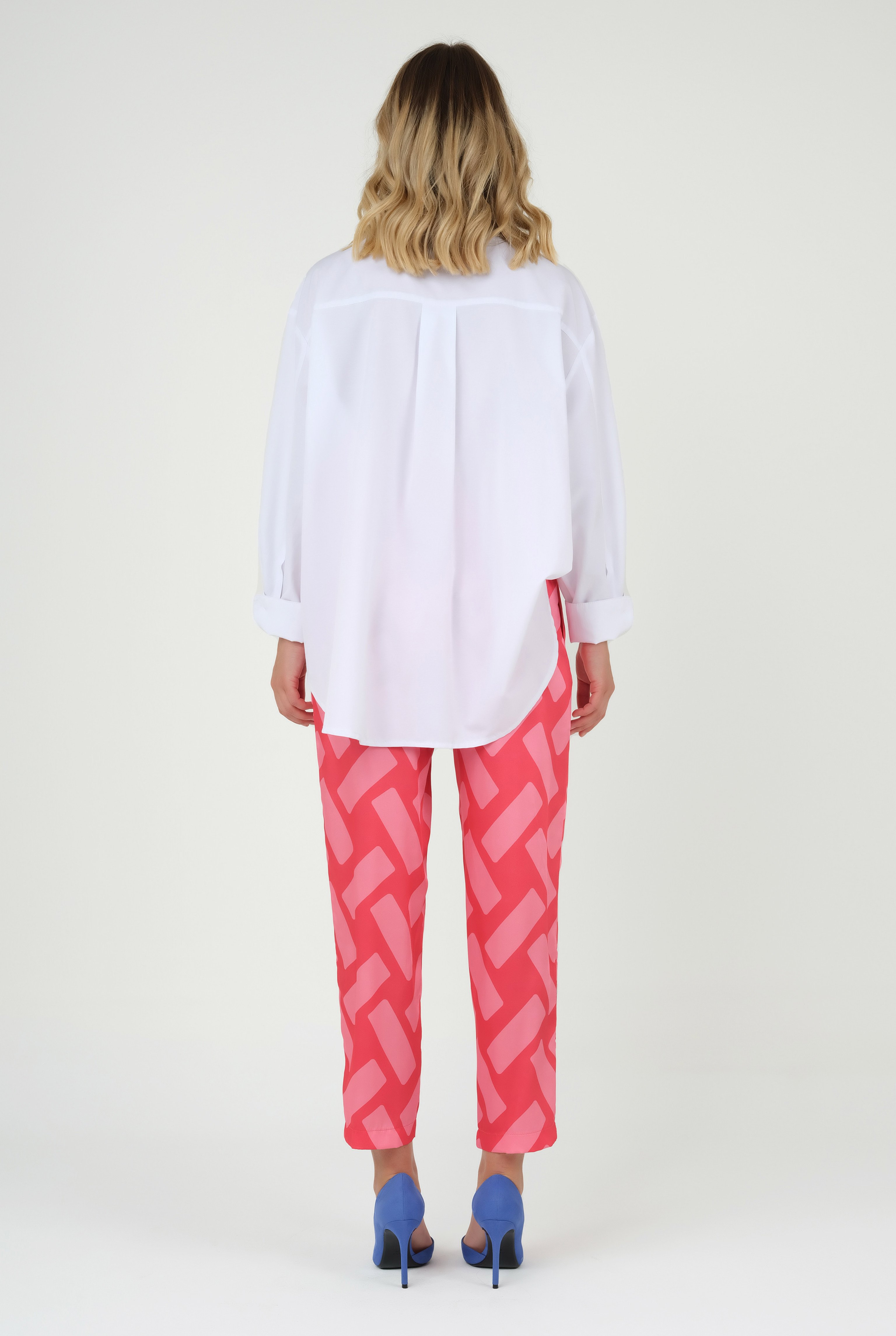 Rectangle Patterned Trousers Pink 