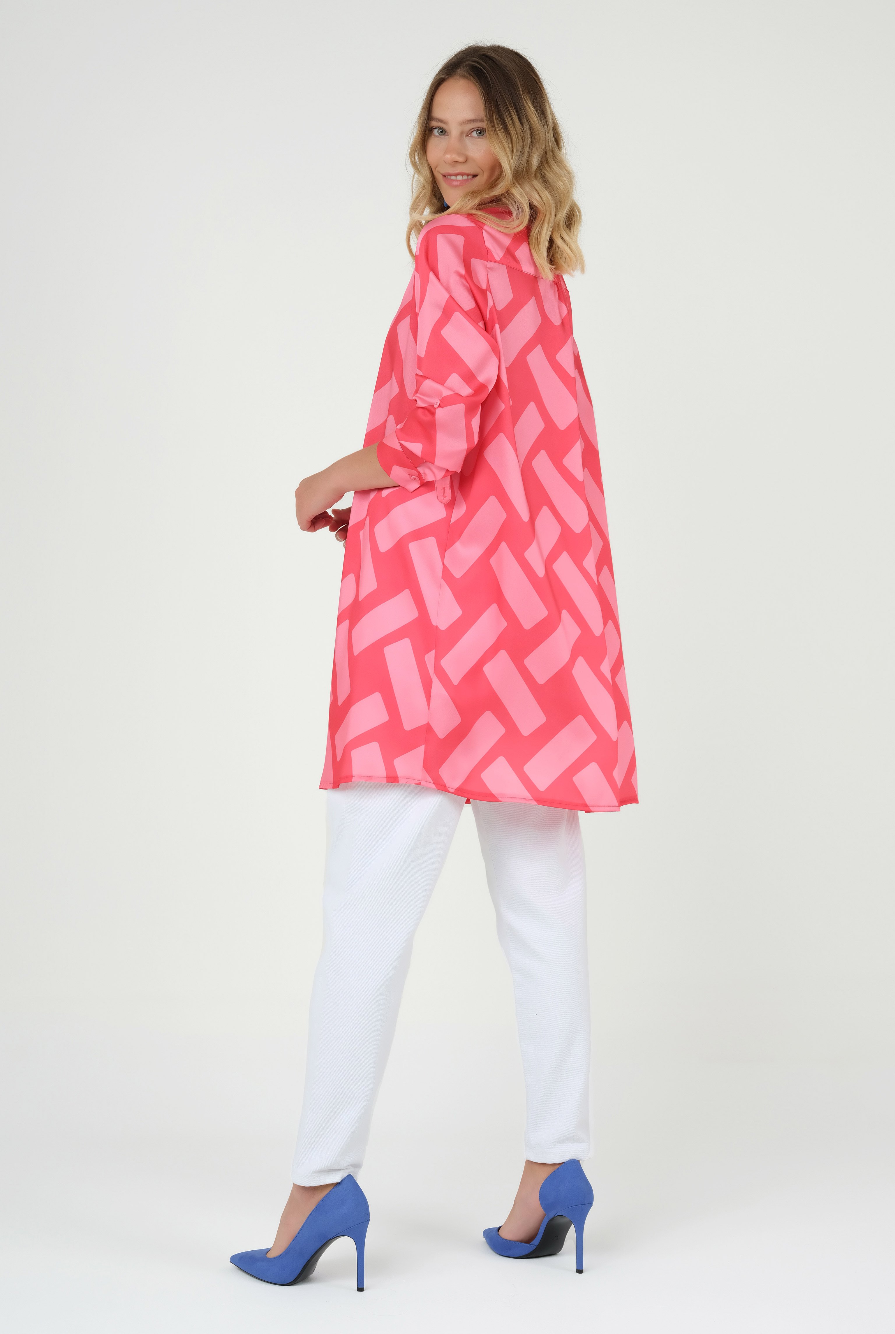 Rectangle Patterned Shirt Pink 