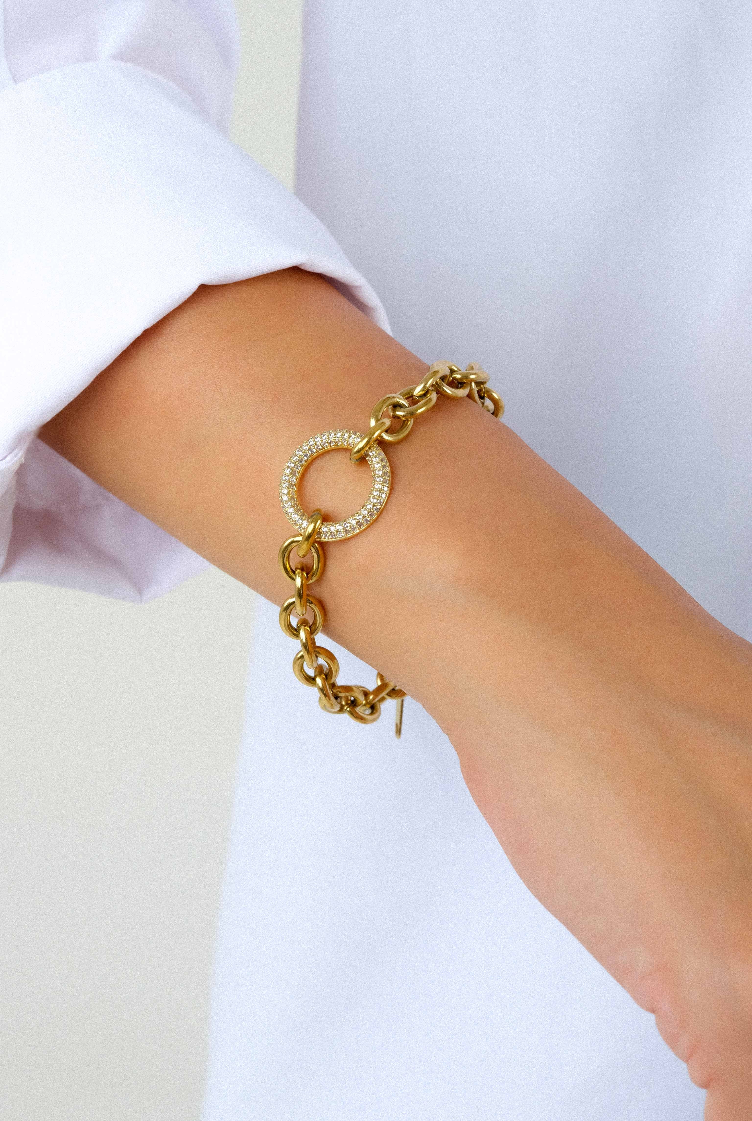 Stoned Ring Gold Bracelet