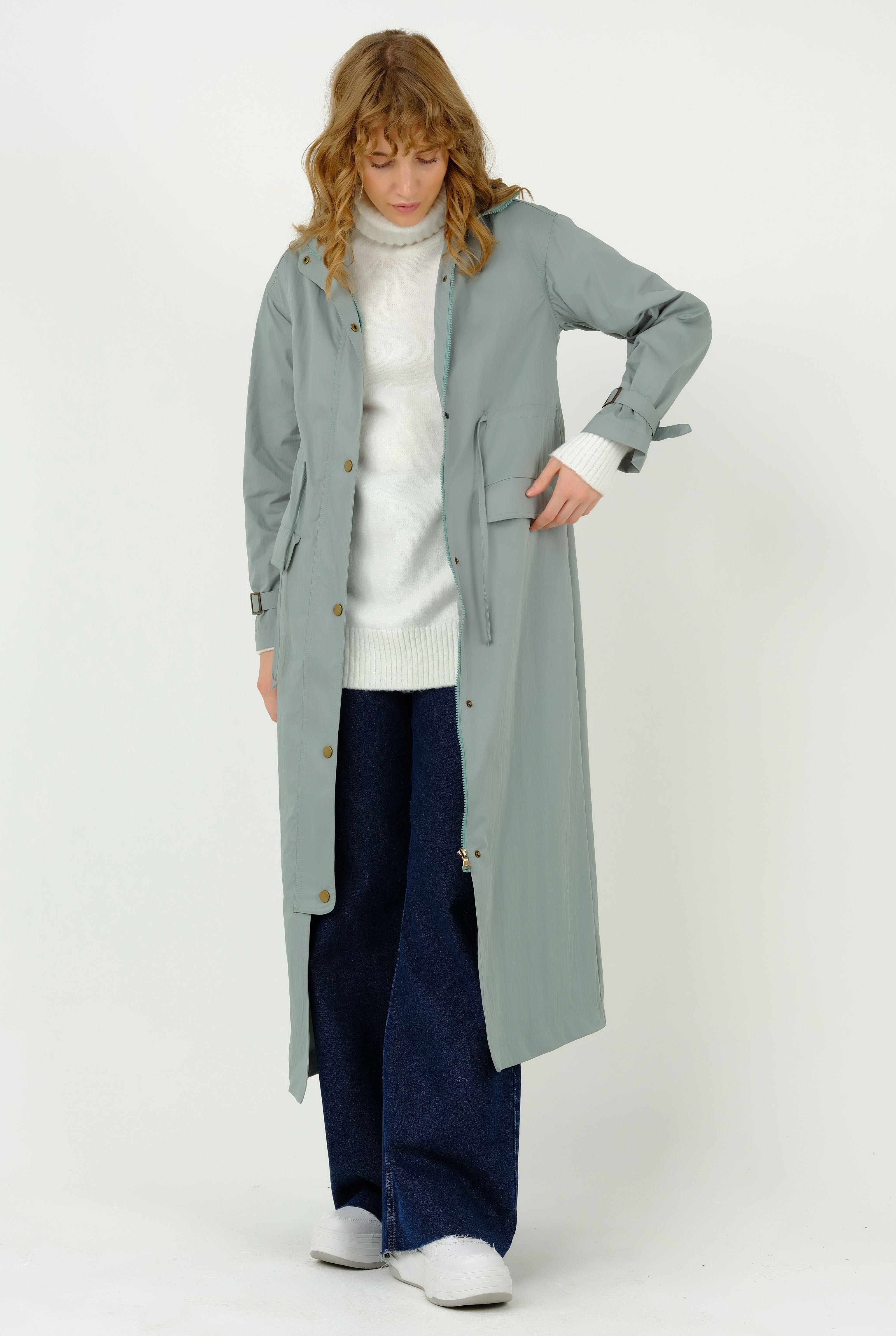 Tunnel Detailed Trench Coat Mint