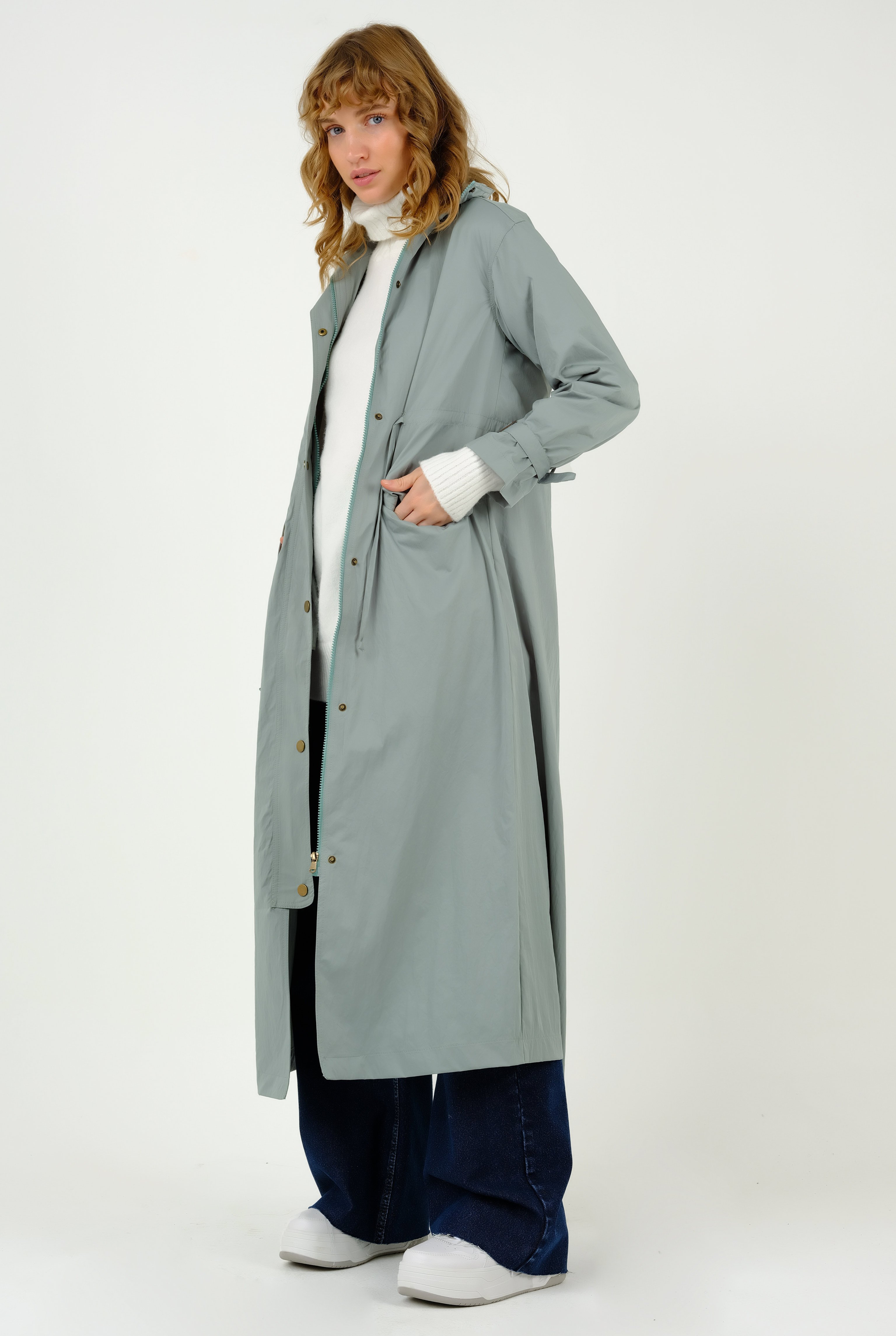 Tunnel Detailed Trench Coat Mint