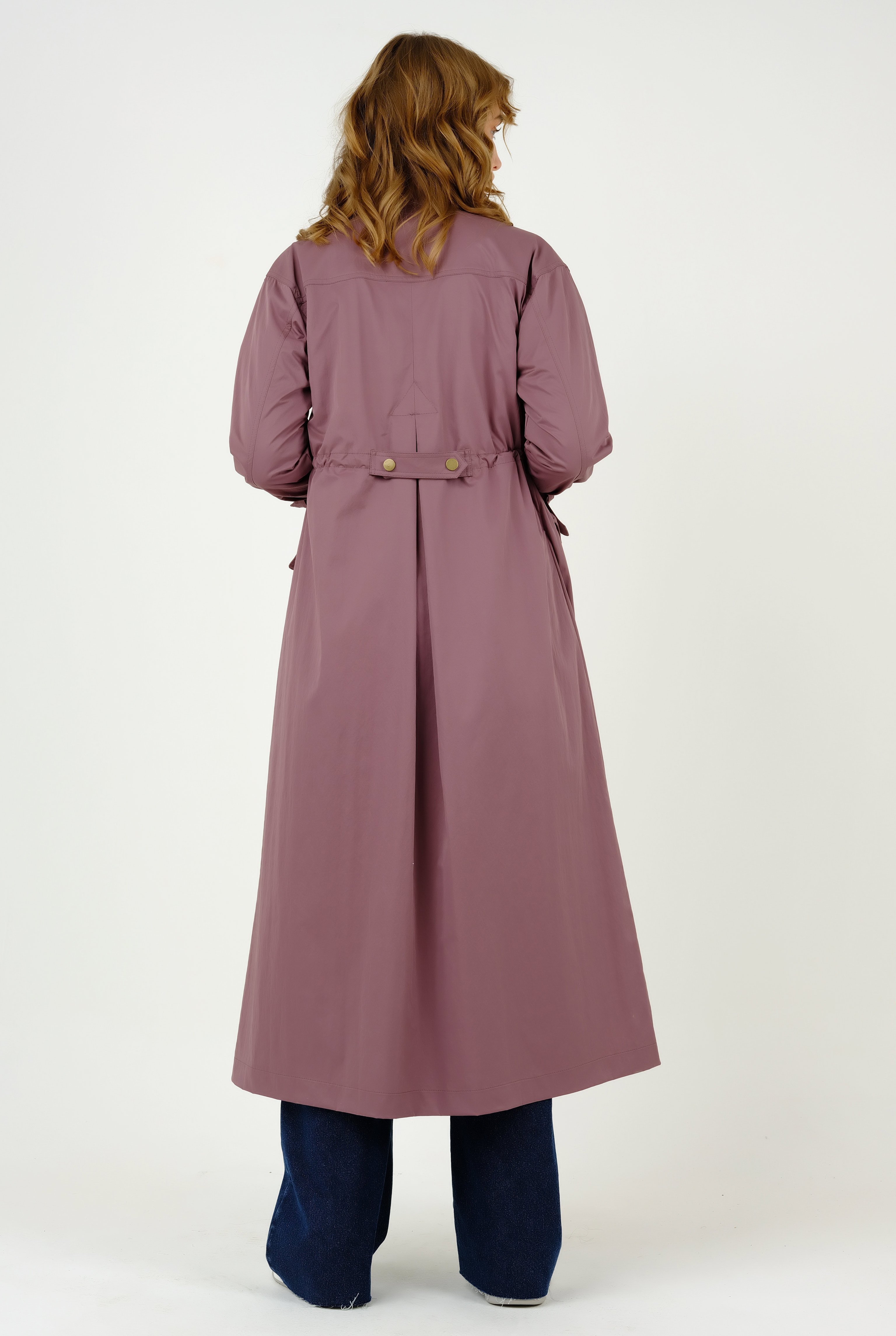 Tunnel Detailed Trench Coat Old Rose