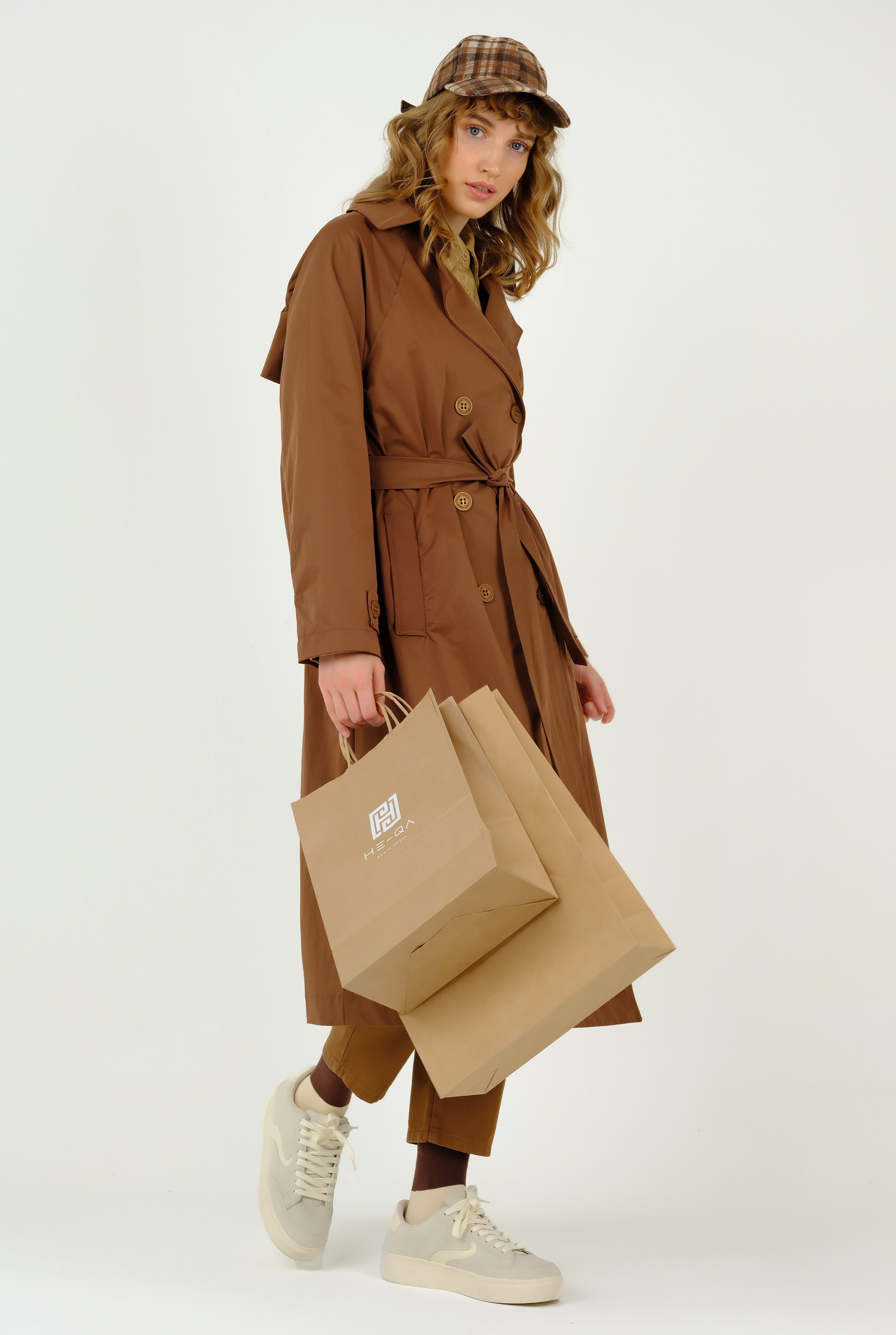 Aller Detailed Trench Coat Mummy Brown 