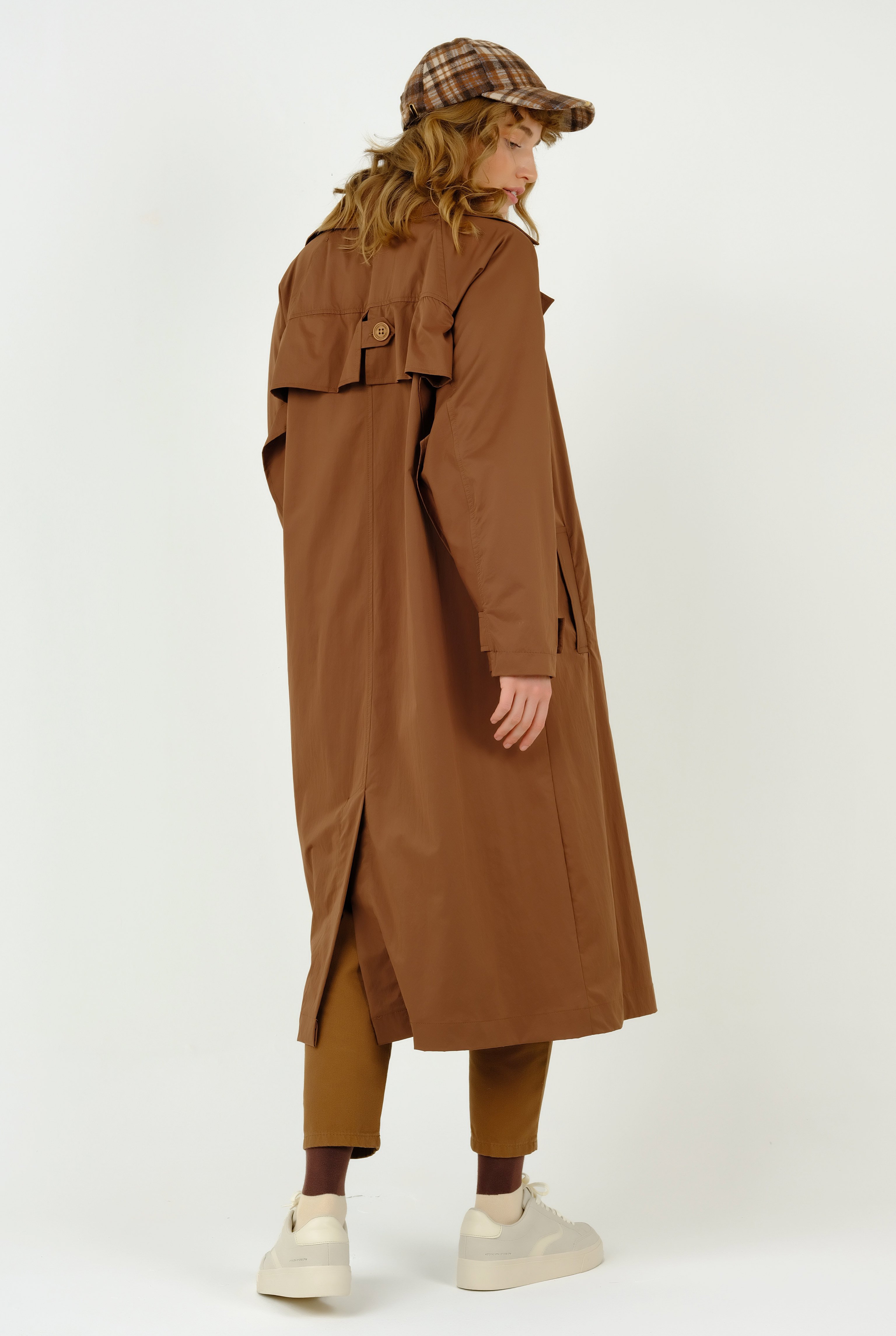 Aller Detailed Trench Coat Mummy Brown 