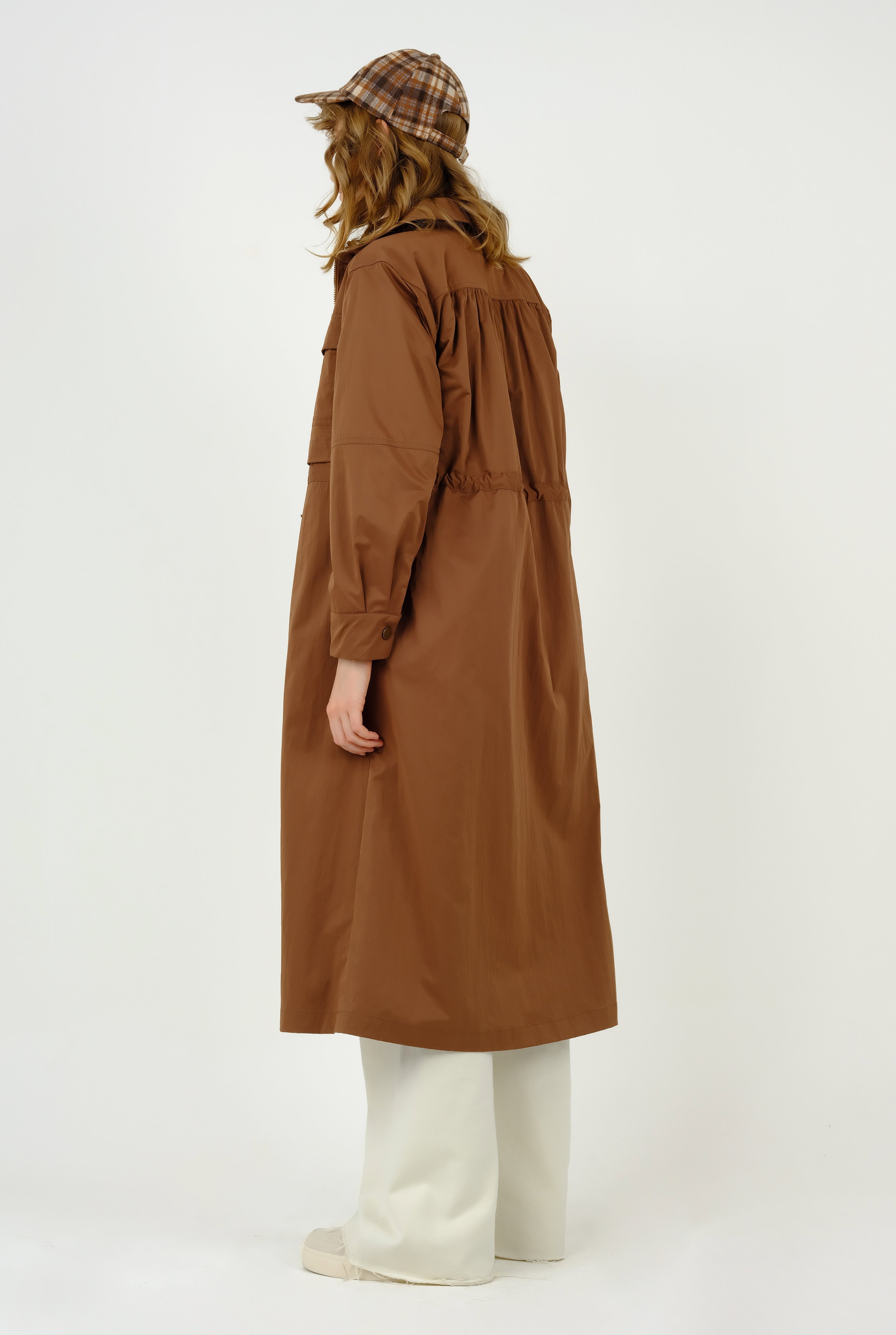 Double Folded Front Trench Coat Mummy-Brown 
