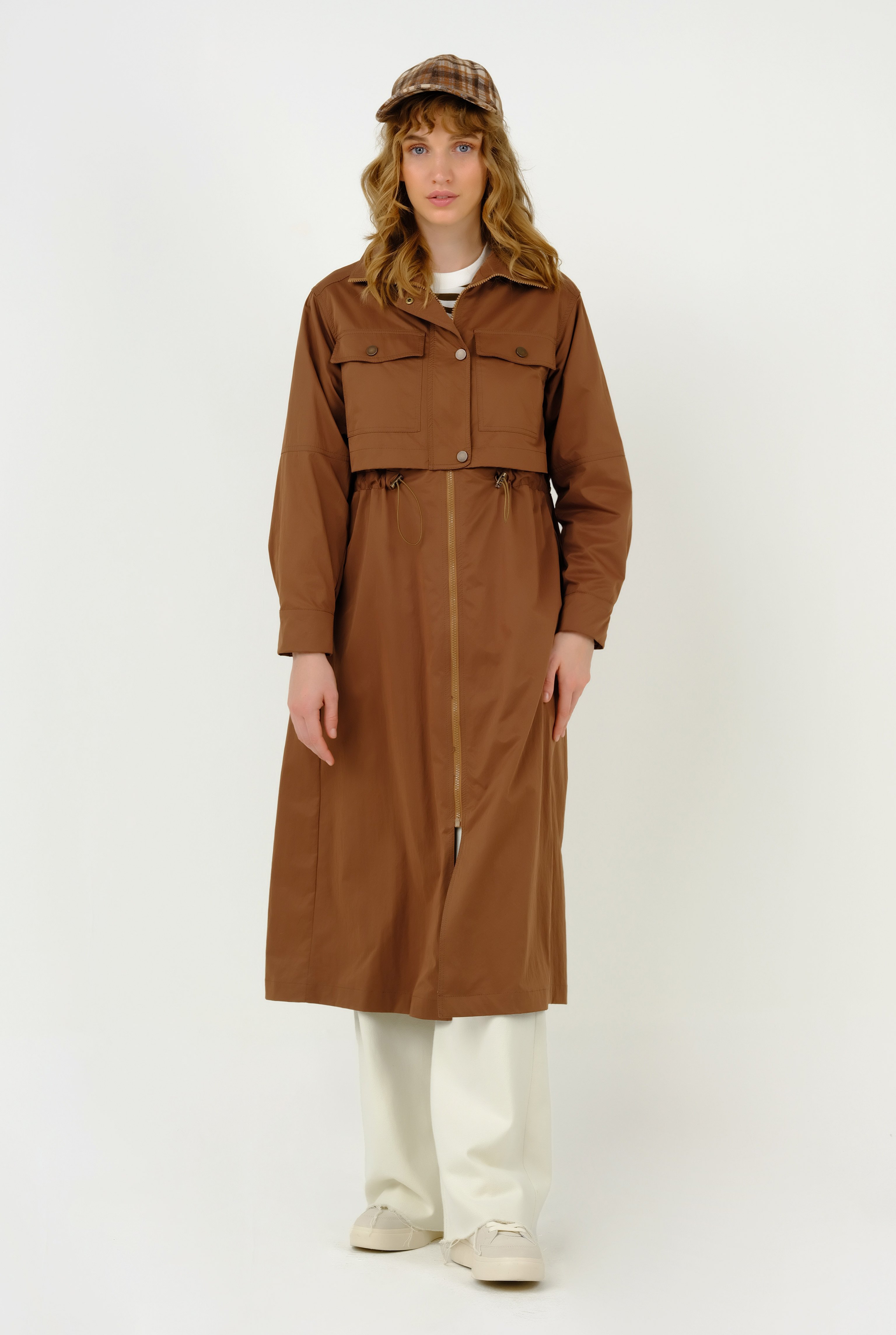 Double Folded Front Trench Coat Mummy-Brown 