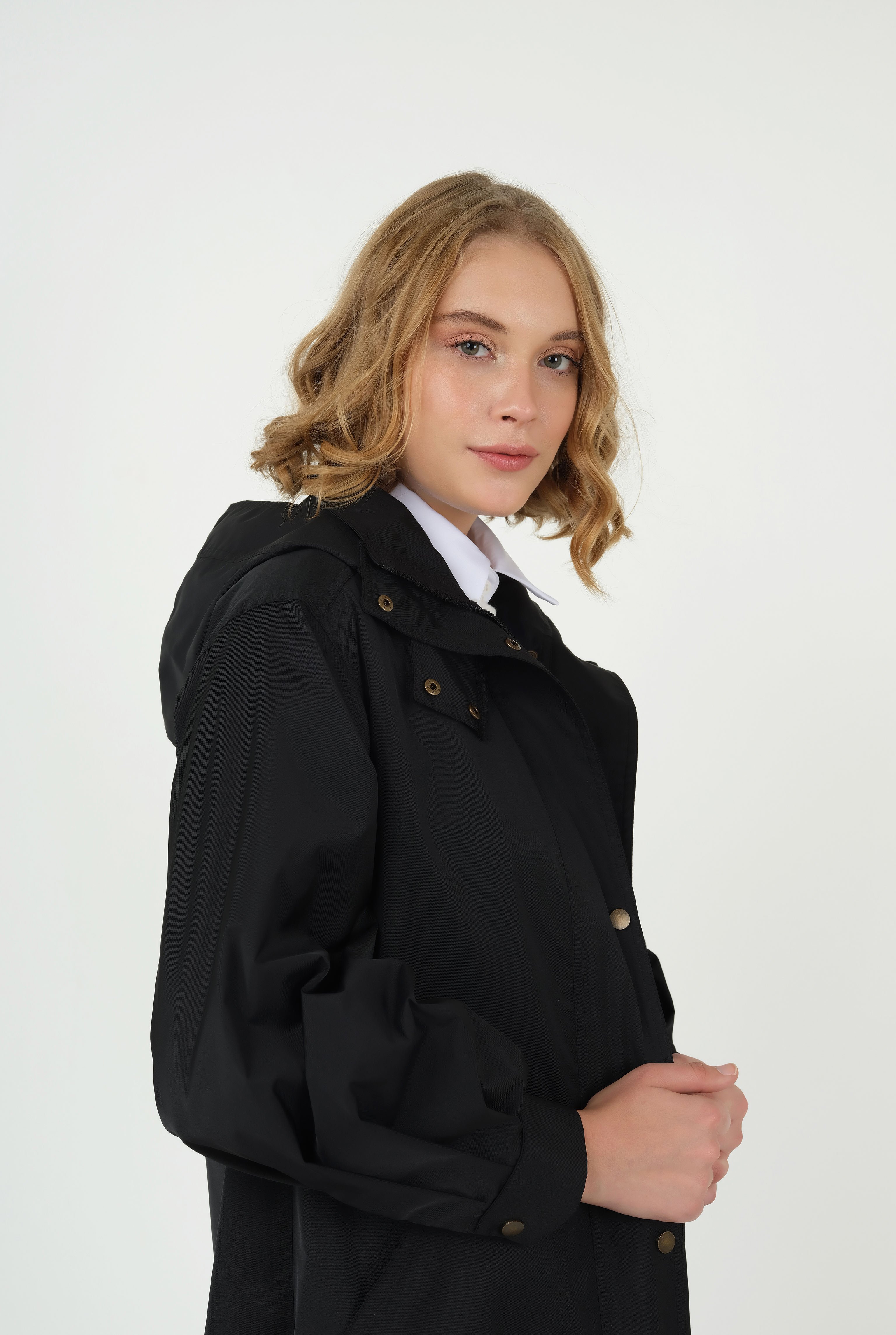 Sport Stitched Trench Coat Black