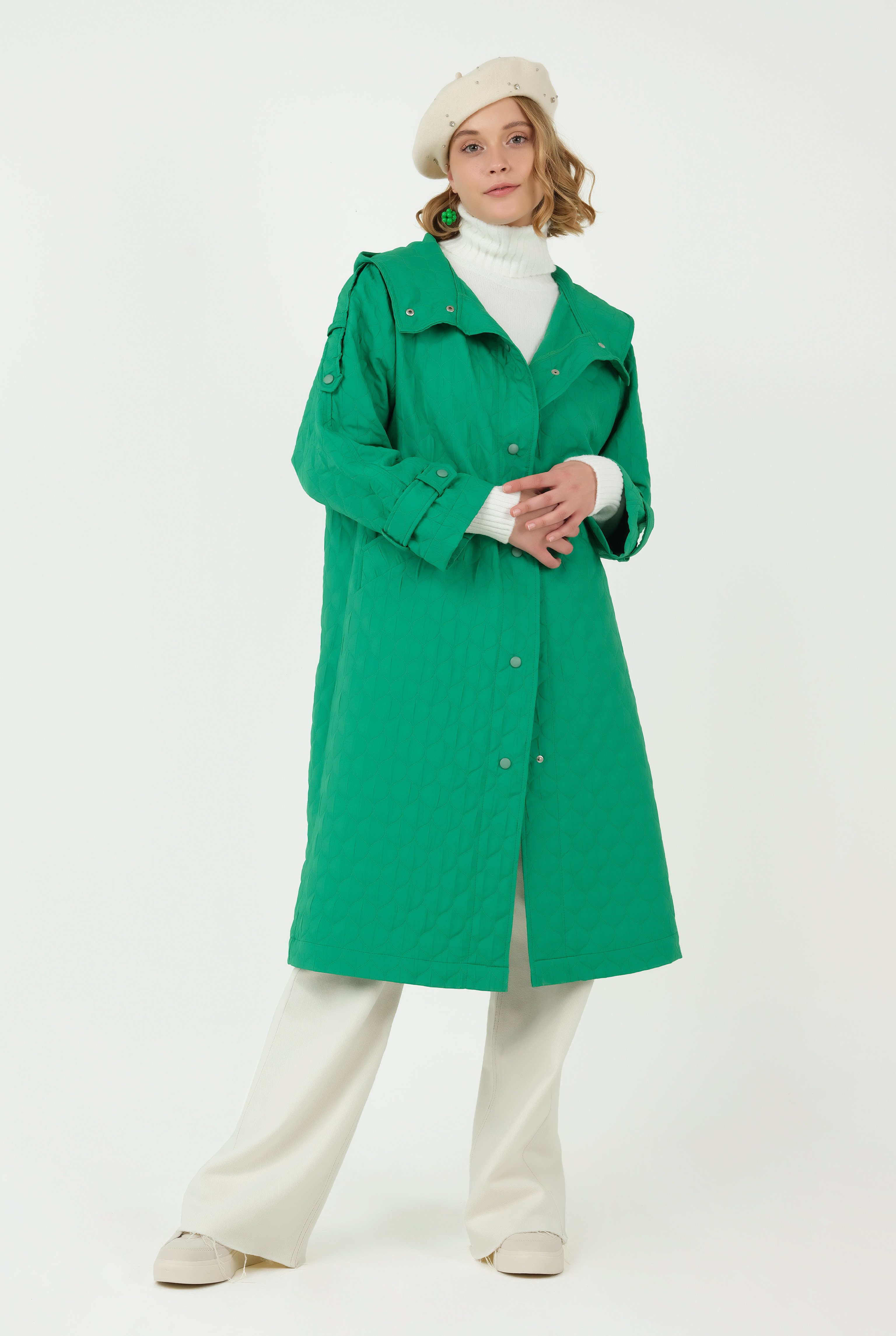 Quilted Trench Coat Green 