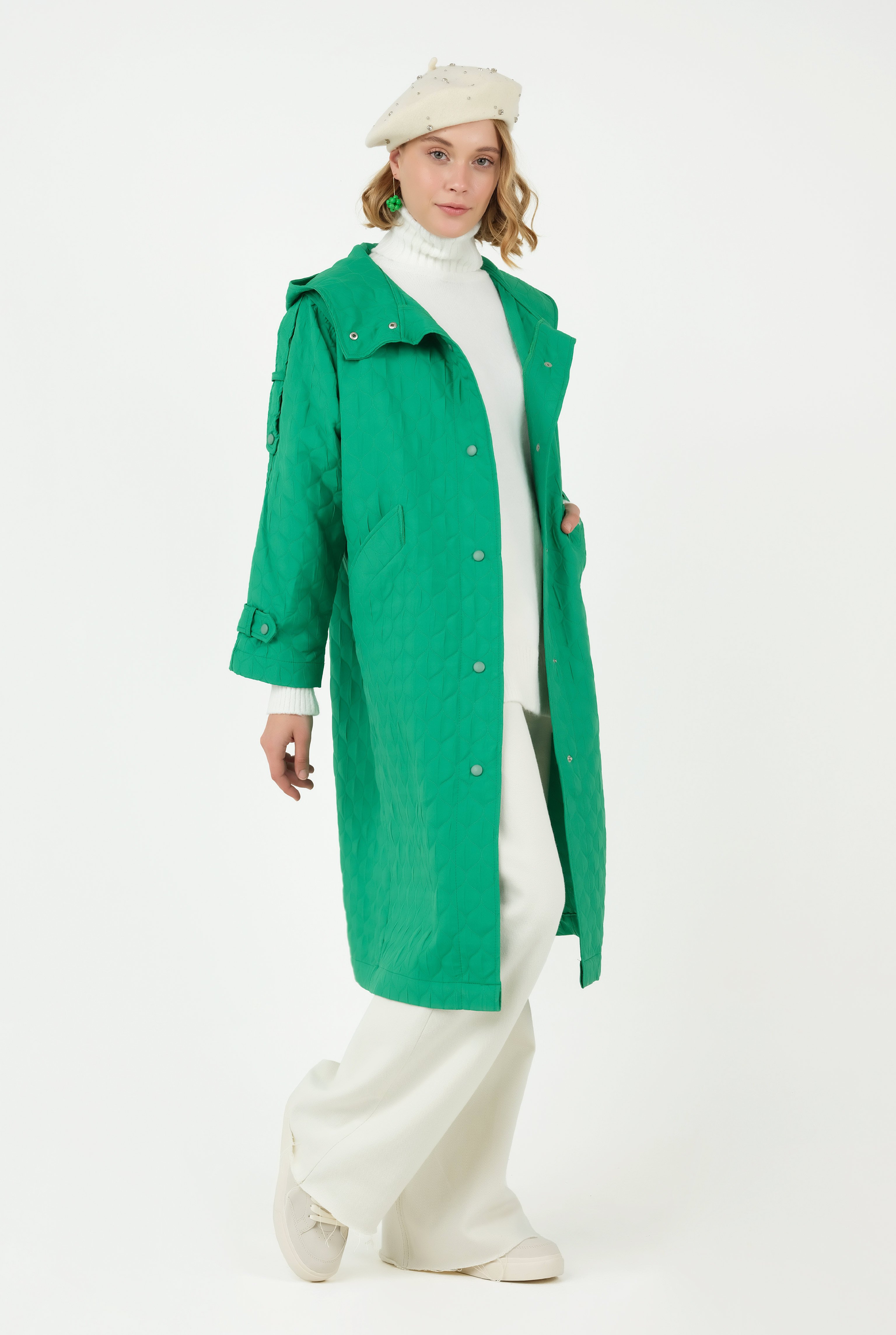 Quilted Trench Coat Green 