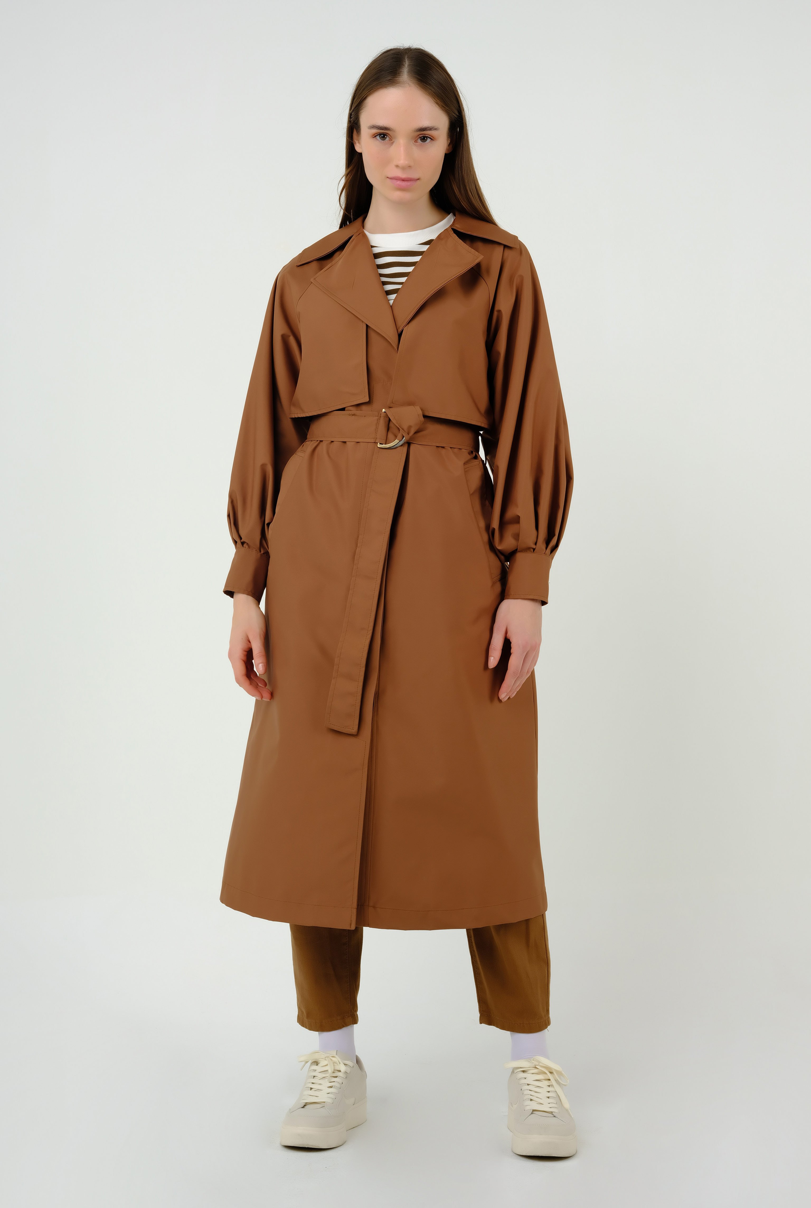 Thick Placket Trench Coat Cinnamon